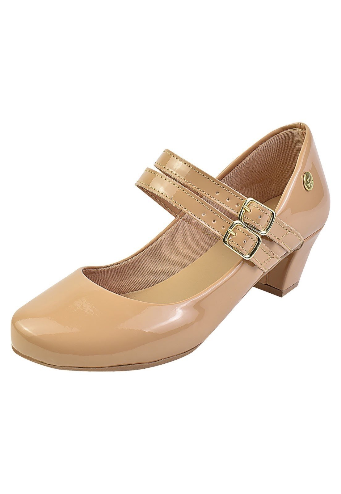 Scarpin Donna Santa Bico Redondo Boneca Duas Tiras Nude
