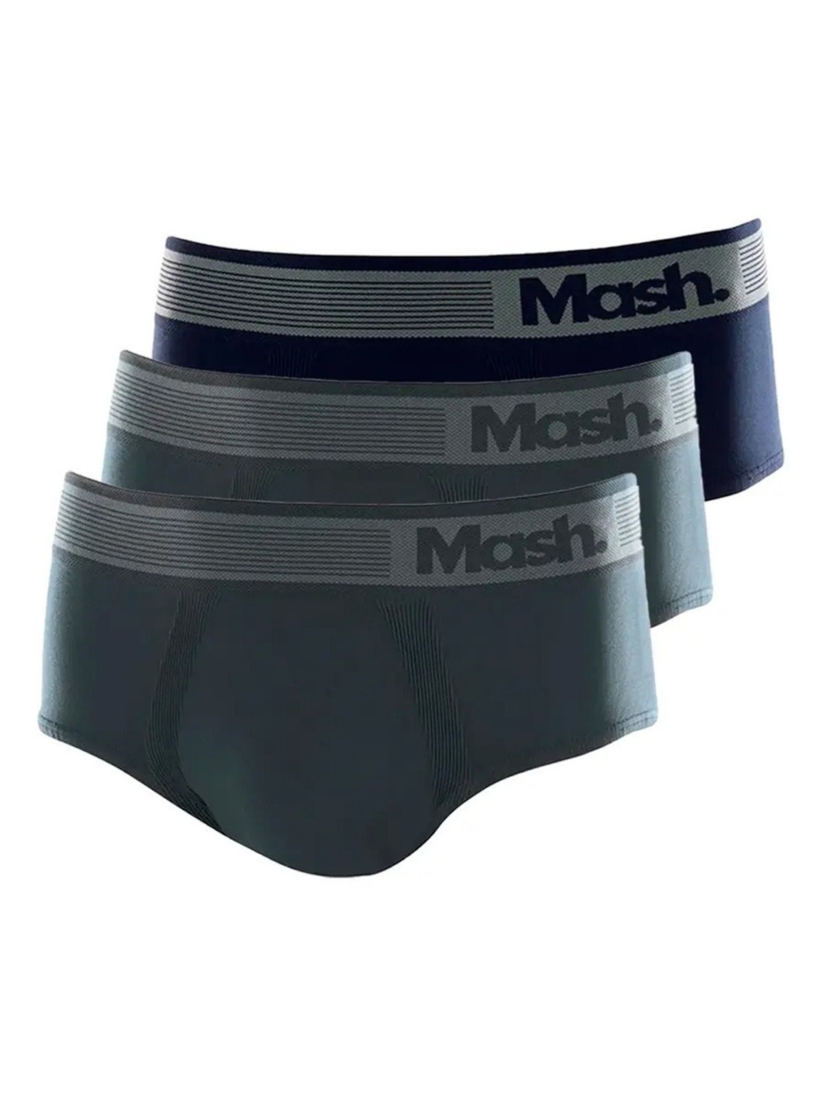 Kit com 3 Cueca Slip Mash 713.02 Cinza