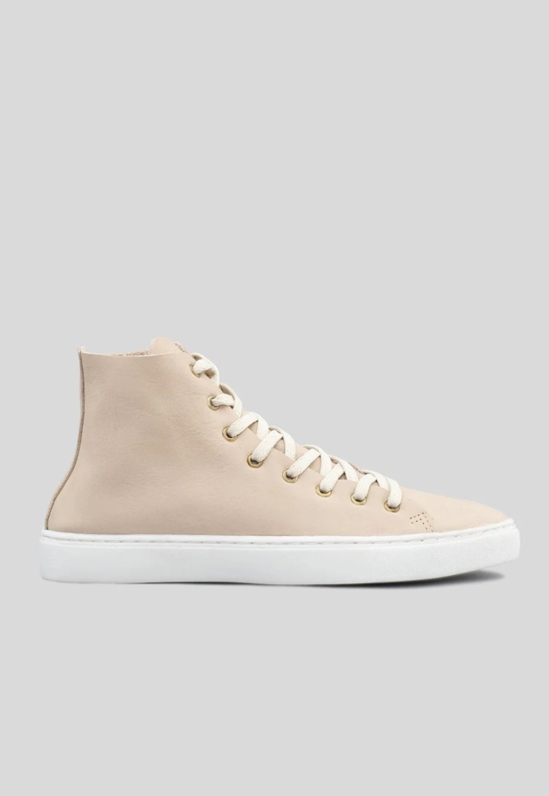 Tênis Flatform Casual Cano Médio CBK Couro Nude Bege