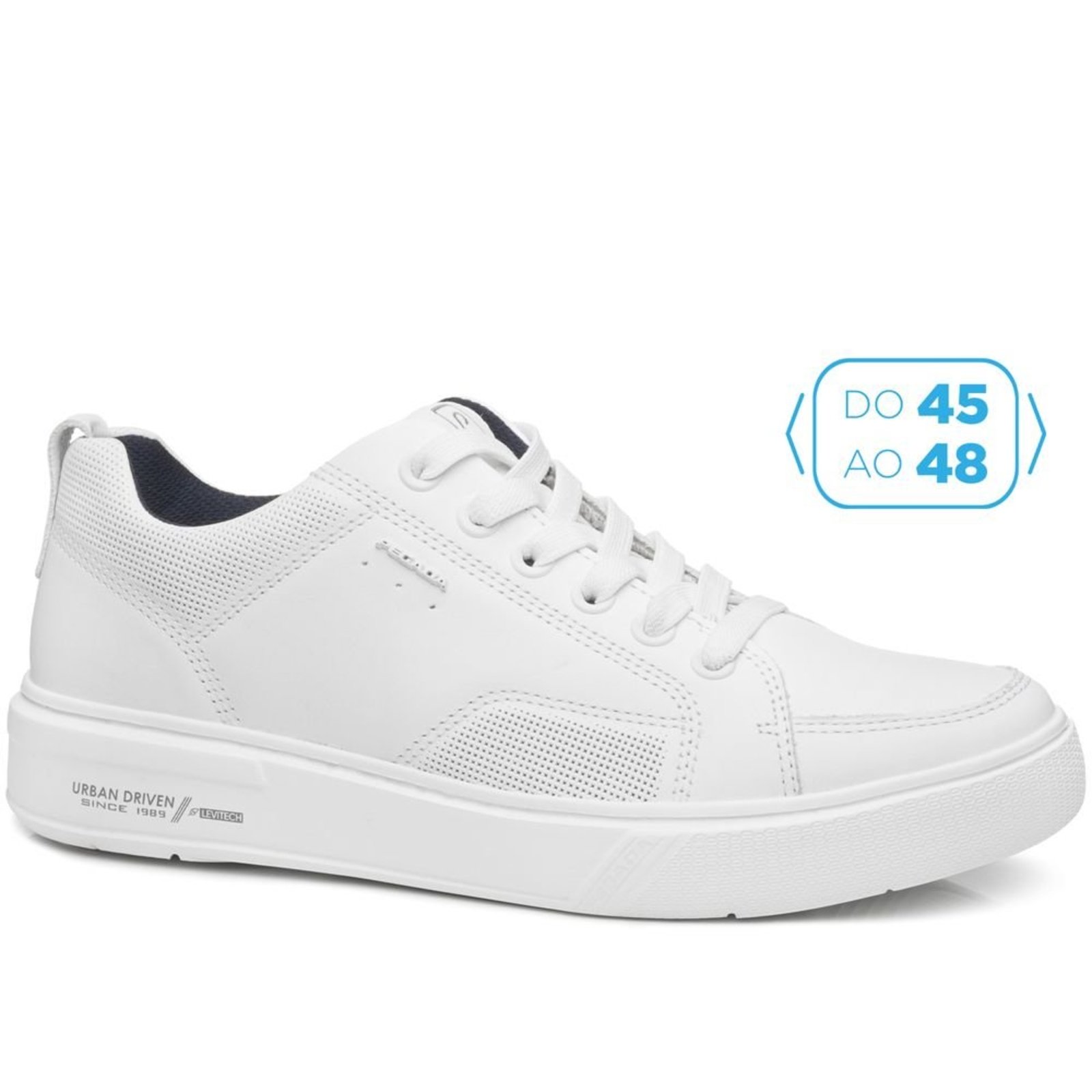 Tênis Casual Pegada Masculino Plus Size em Couro Branco 511902-01 Tenis Casual Pegada Masculino Plus Size em Couro Branco 511902-01 46