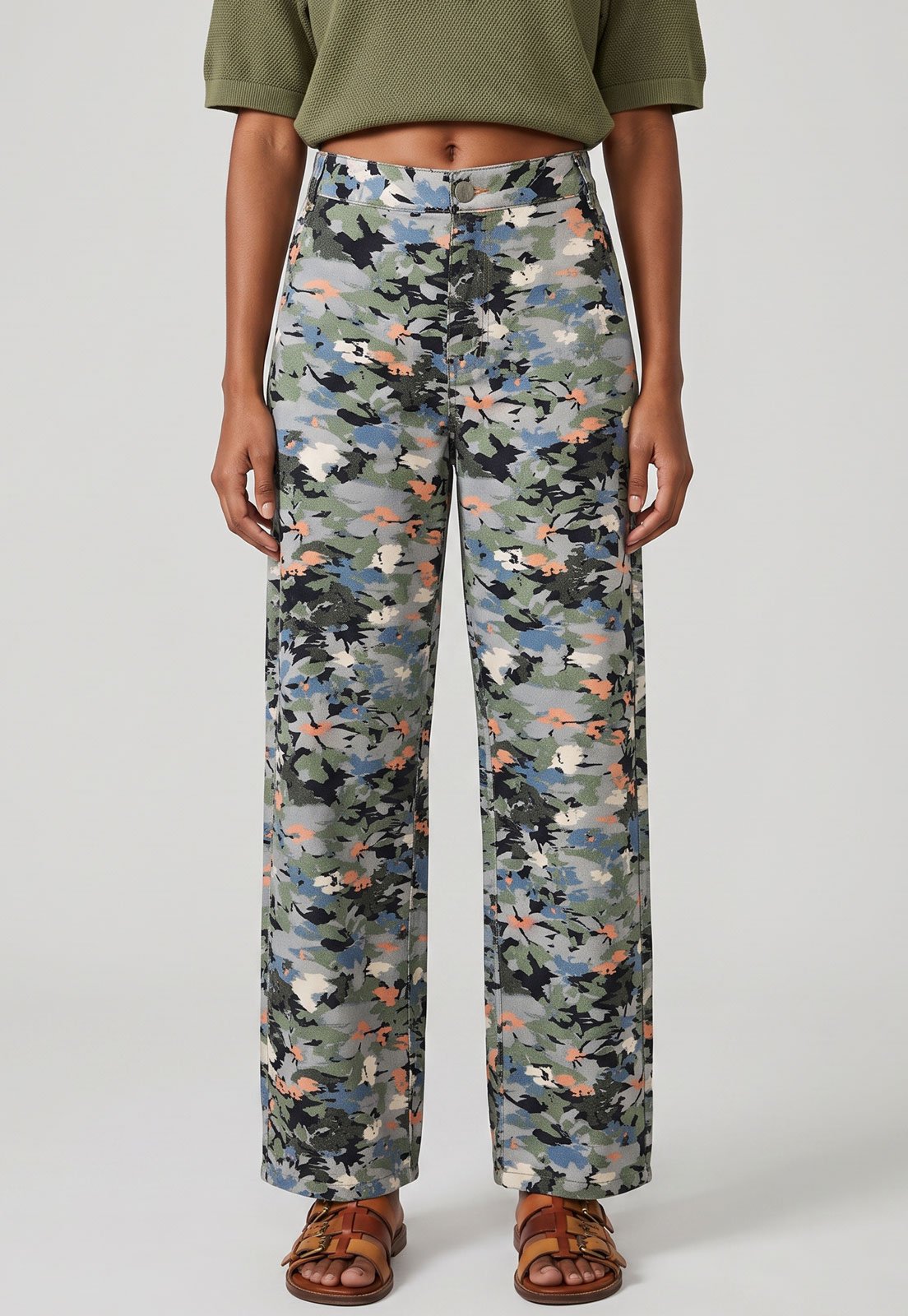 Calça Feminina FARM Padrão Floral Cinza