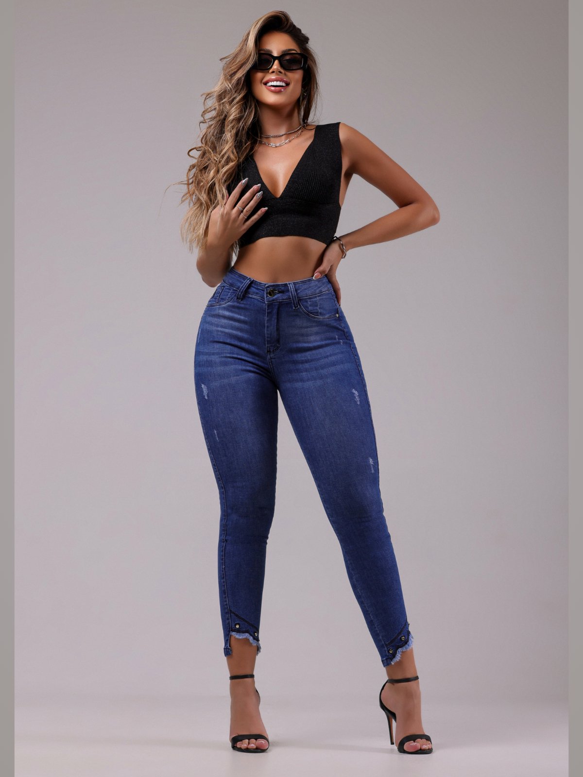 Calça Jeans Panicat Feminina Modeladora Curva dos Sonhos Jeans Azul PN010080