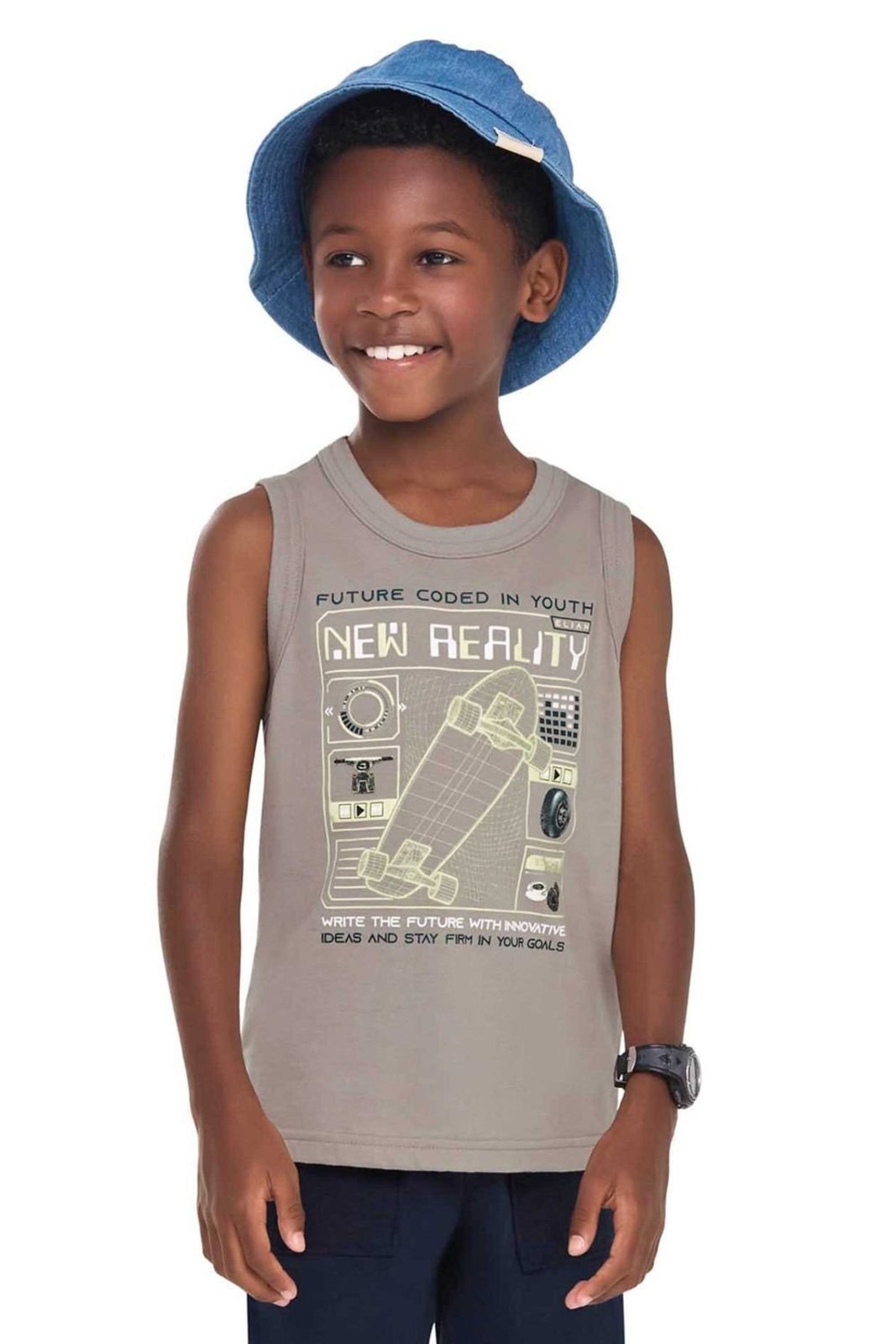 Infantil - Regata Menino Skate Elian Cinza