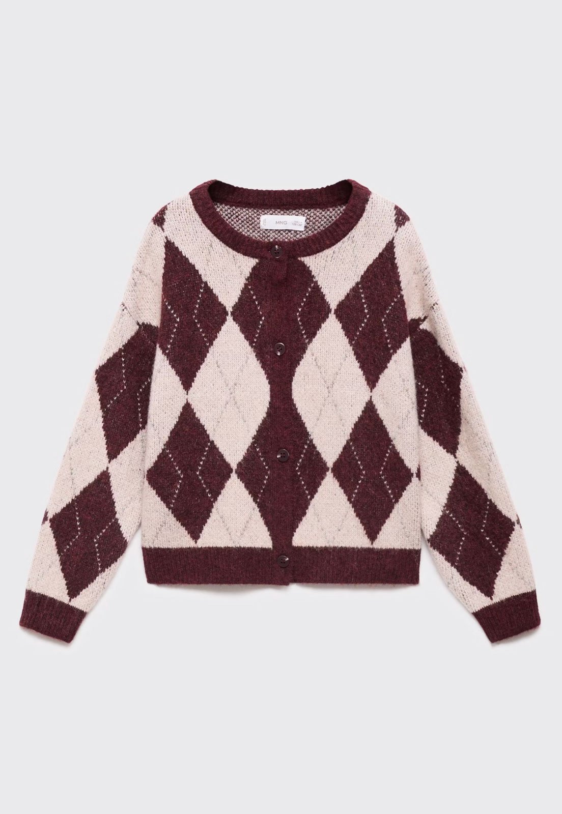 Infantil - Cardigan MANGO Losangos Vinho