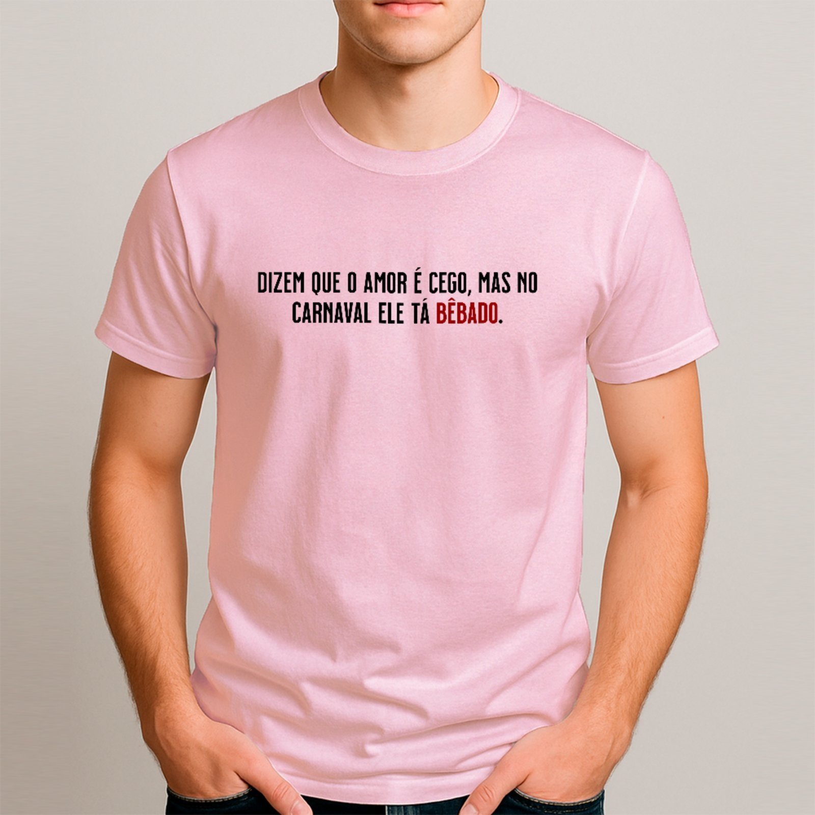 Vista 3 Camiseta Ousy Básica Amor Tá Bêbado Meme Solteiro Carnaval Unissex rosa ousy rosa
