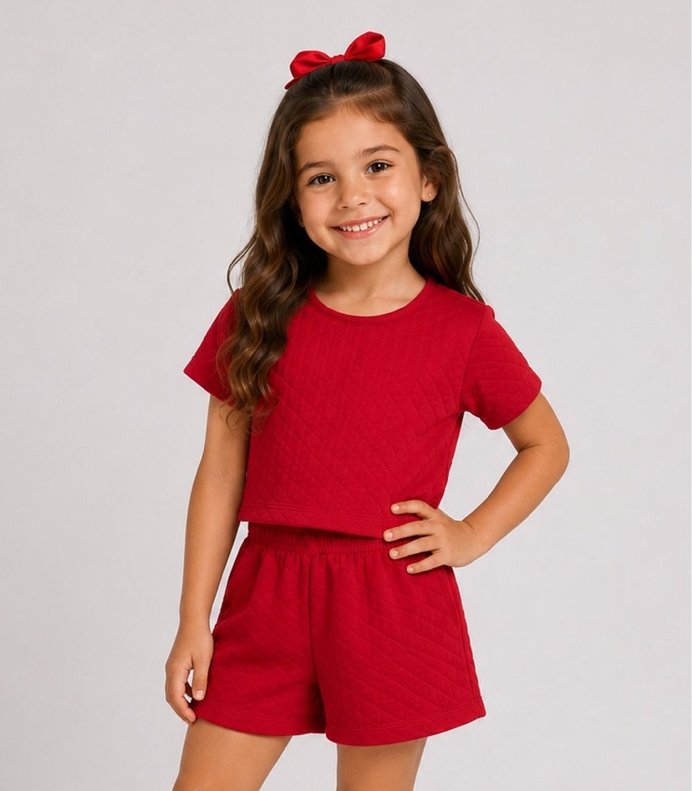 Infantil - Conjunto Menina Blusa e Short Select Vermelho