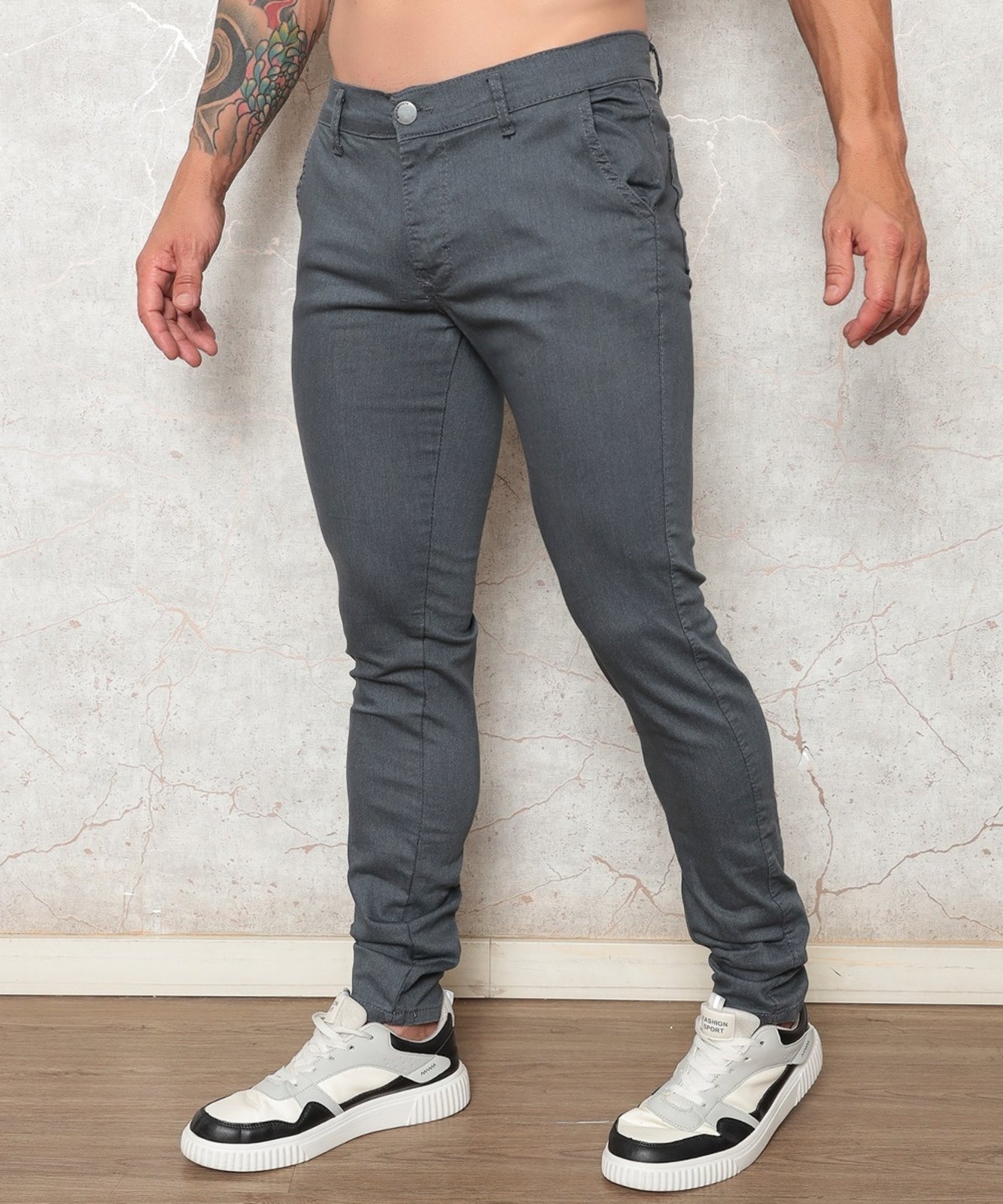 Calça Masculina Sarja Grafite Skiny Estilo Renovado