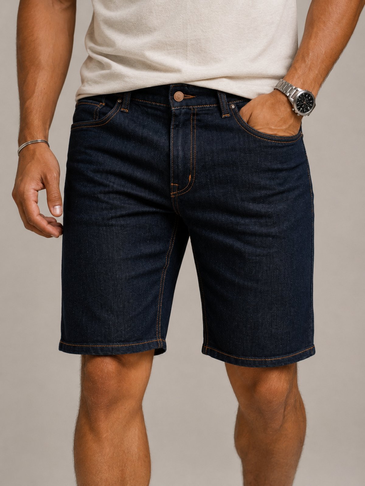 Bermuda Jeans Masculina 5 Estilos Azul Escuro Premium Casual
