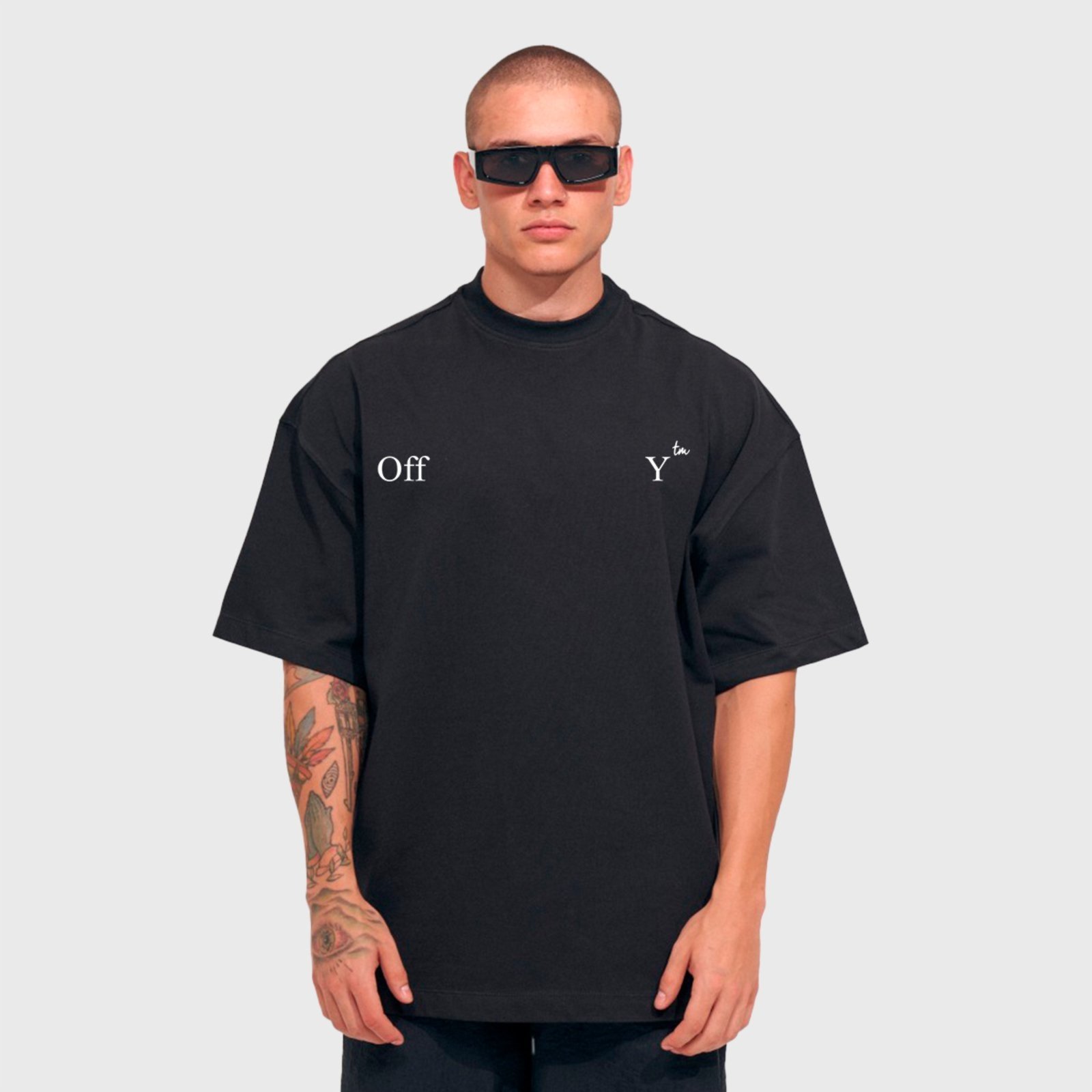 Camiseta Oversized Streetwear Preta Off-Y Larga Y