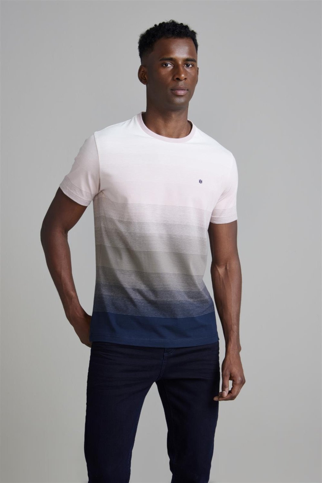 HIGHSTIL Camiseta Malha Slim Fit - Creme / Rosa
