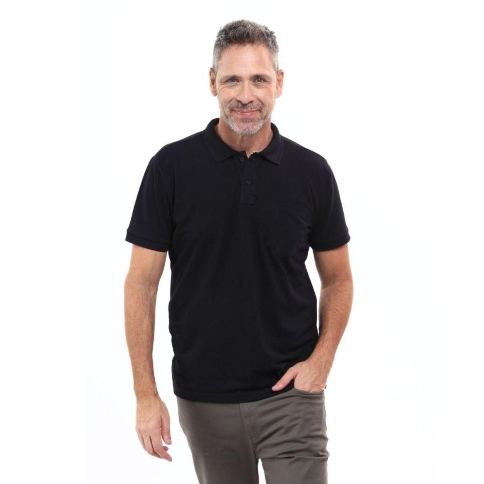 Camisa Polo Masculina Pique Algodão com Bolso Casual