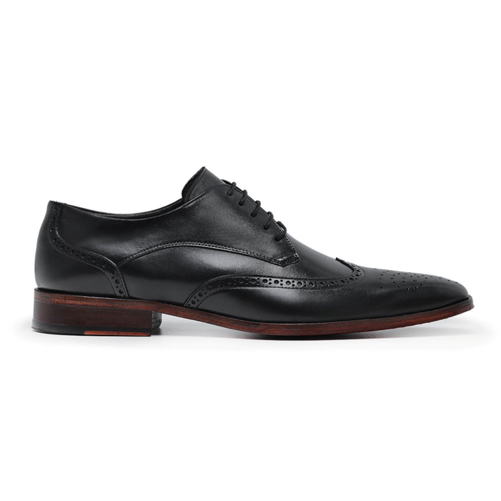 Sapato Social em Couro Brogue Sola Madeira Paulo Vieira Homem cor Preto