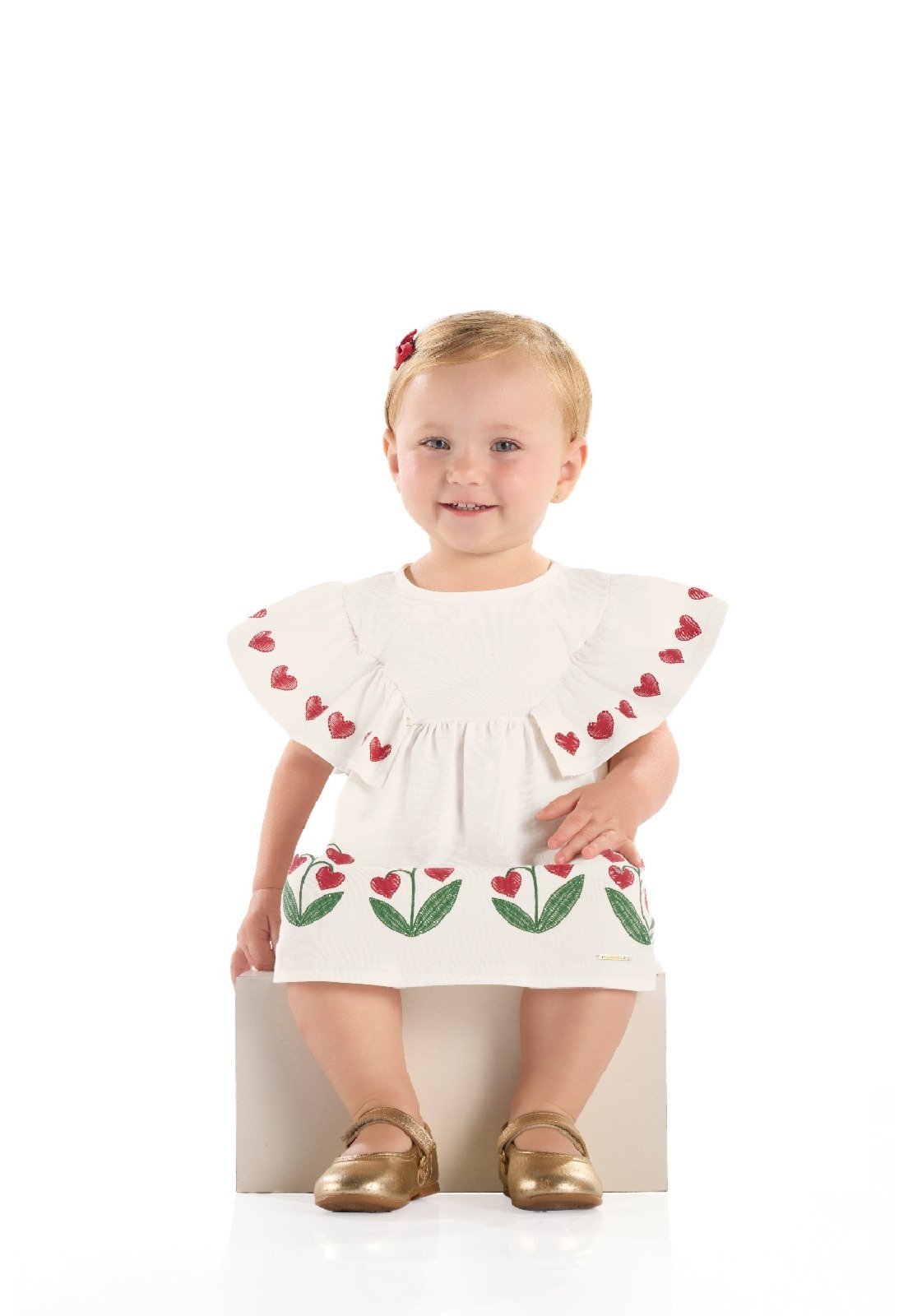 Infantil - Vestido em Cotton Flor para Quimby Branco