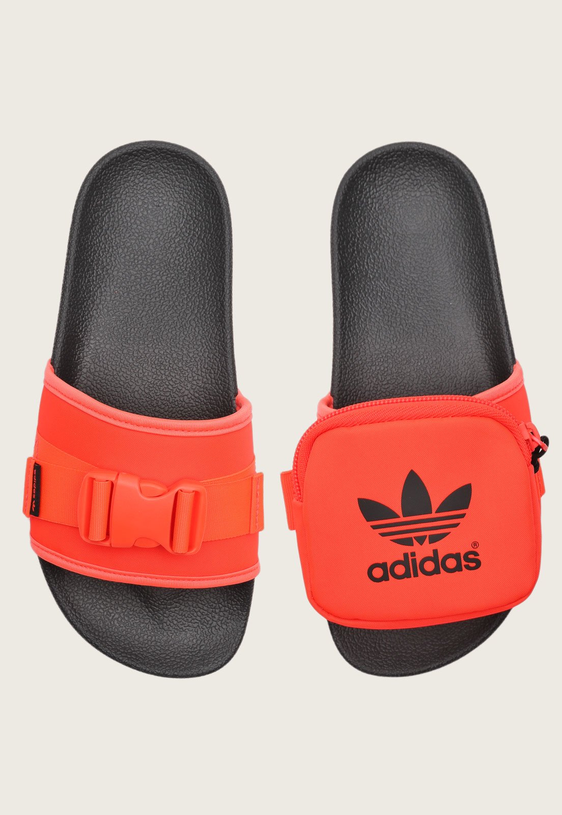 Chinelo Slide Adidas Originals Adilette Com Bolso Laranja