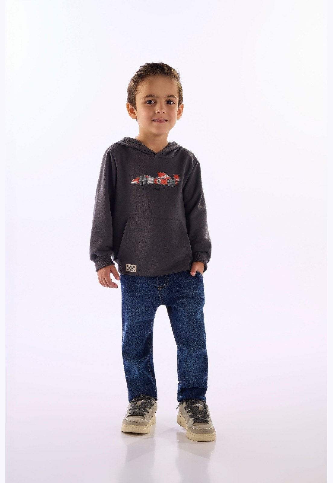 Infantil - Blusão Moletom Carro Corrida Up Baby Azul