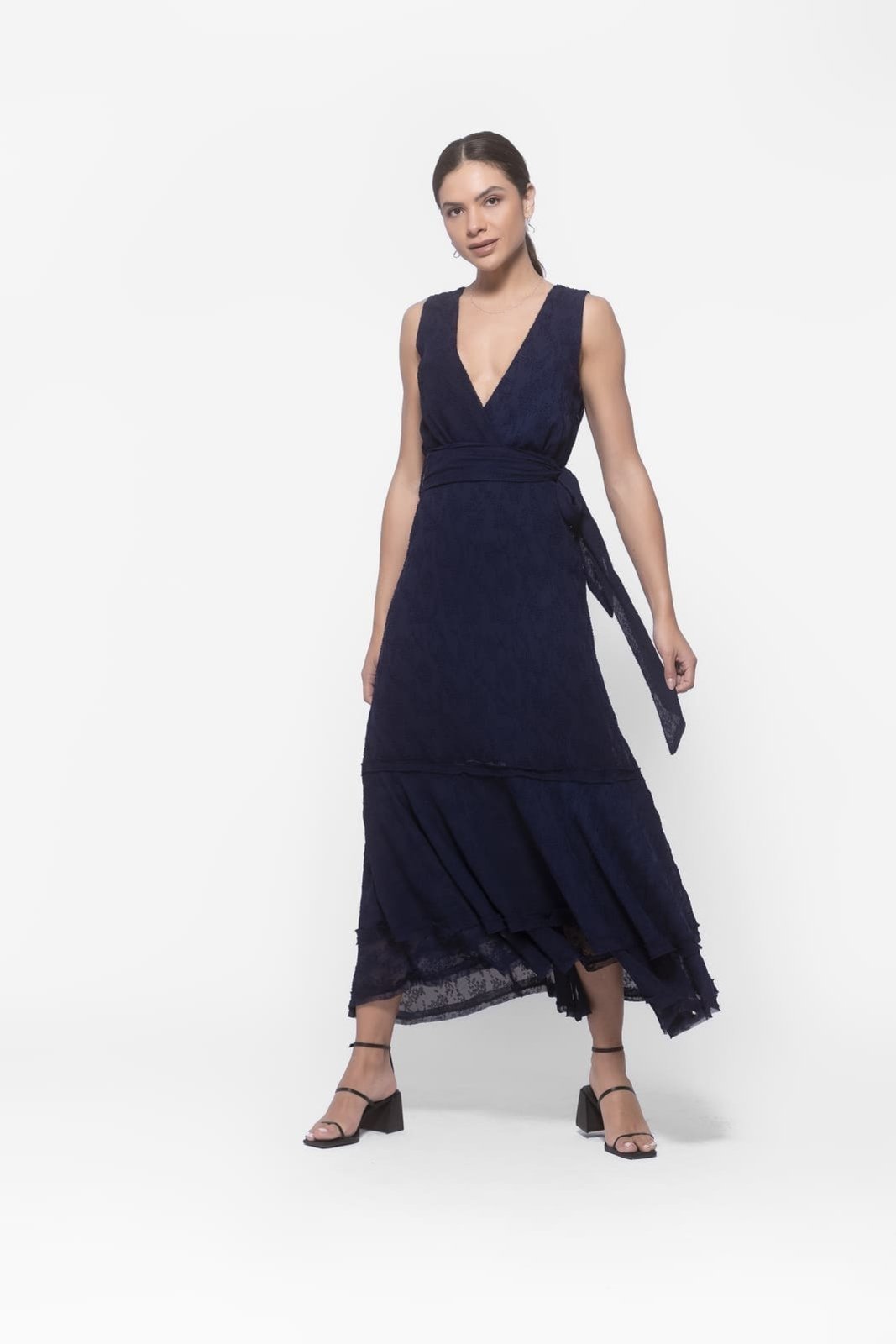 Vestido Longo Lemmut Texturizado Azul