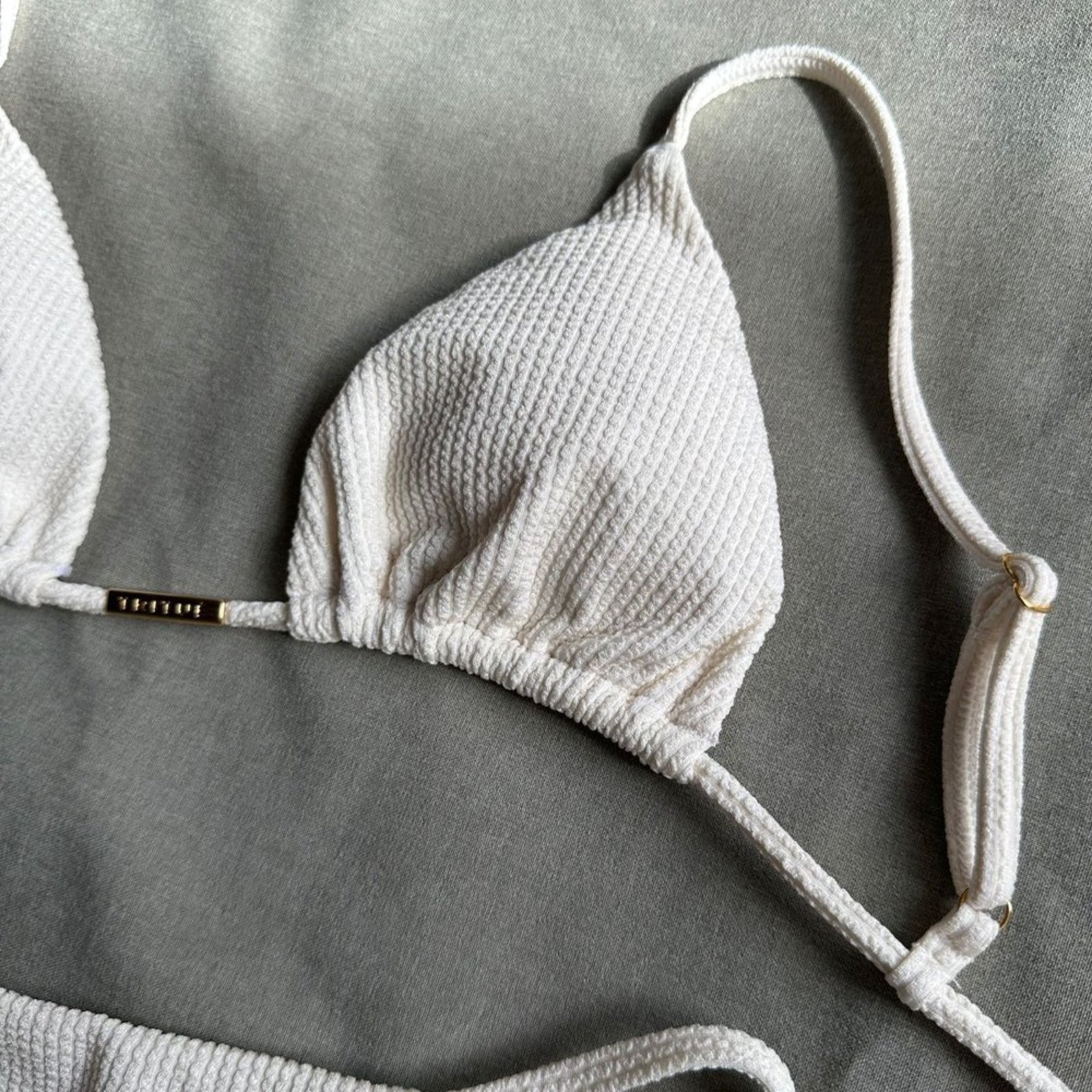 Top Biquíni Cortininha Zion Avulso Textura Off White Trituê