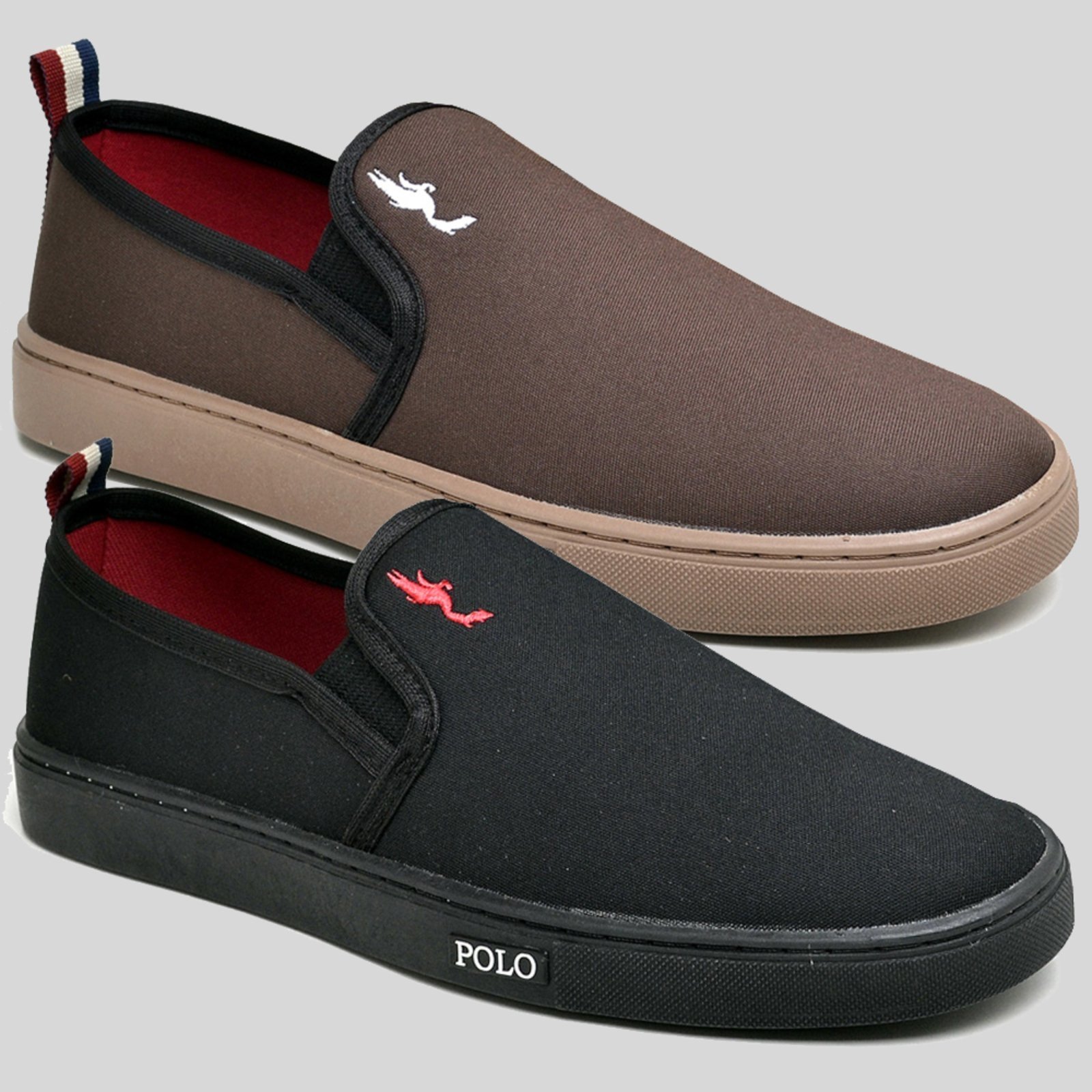 Sapatenis Masculino Iate Casual Aberto Calce Facil Polo Blu Kit 2 Pares Marrom e Preto