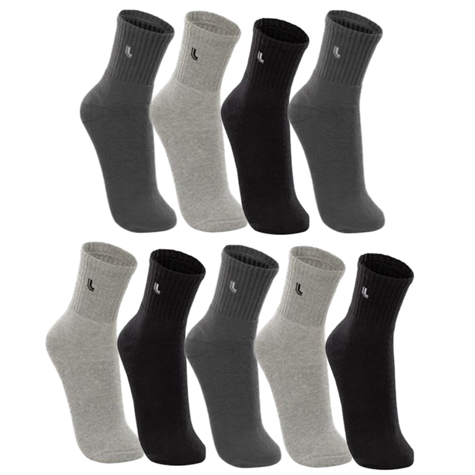 Kit 09 Pares Meias Lupo Cano Médio Sport Preto Cinza Claro Cinza Escuro