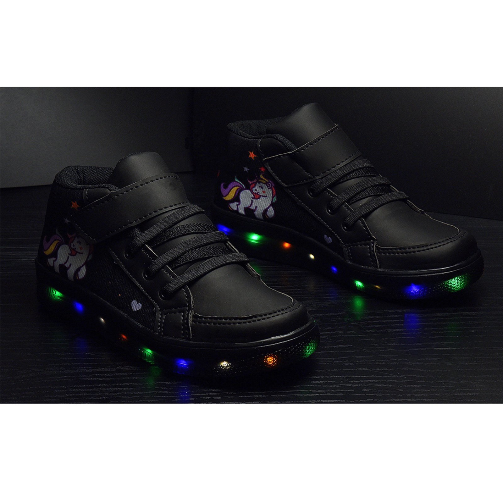 Vista 3 Infantil - Tenis Feminino de Led Botinha Unicornio Meninas Calce Facil + Chinelo Venza preto Venza preto