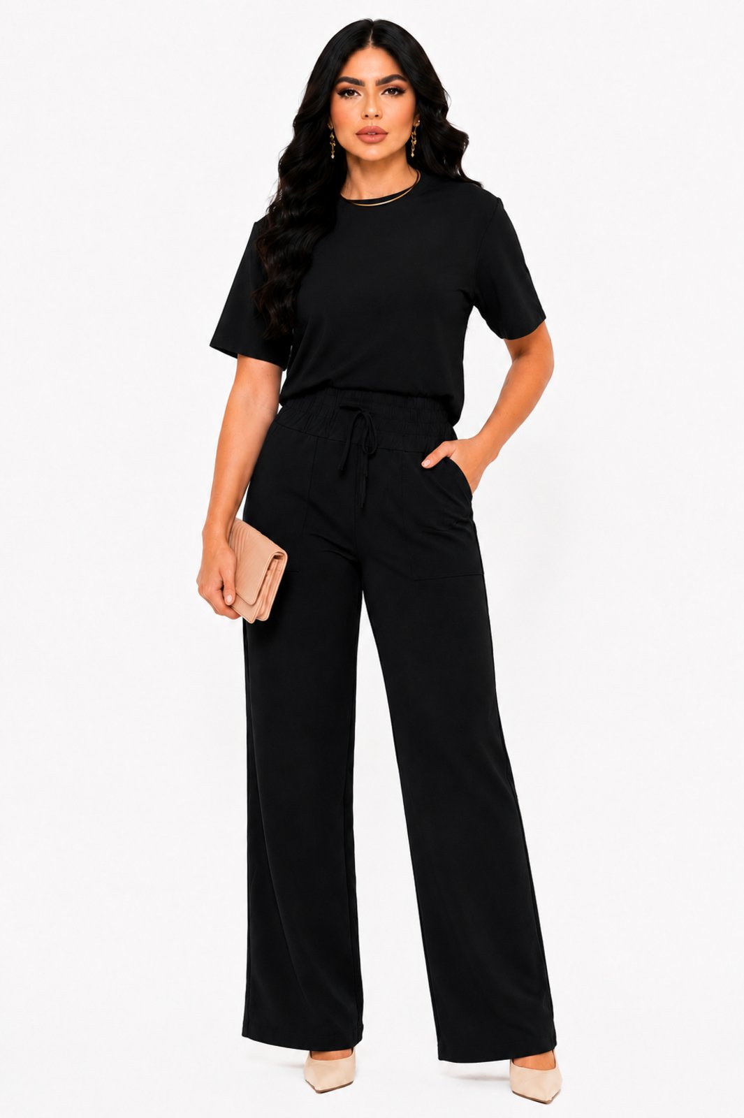 Conjunto Moletinho D Bell Outlet Fashion Comfy Chic Preto