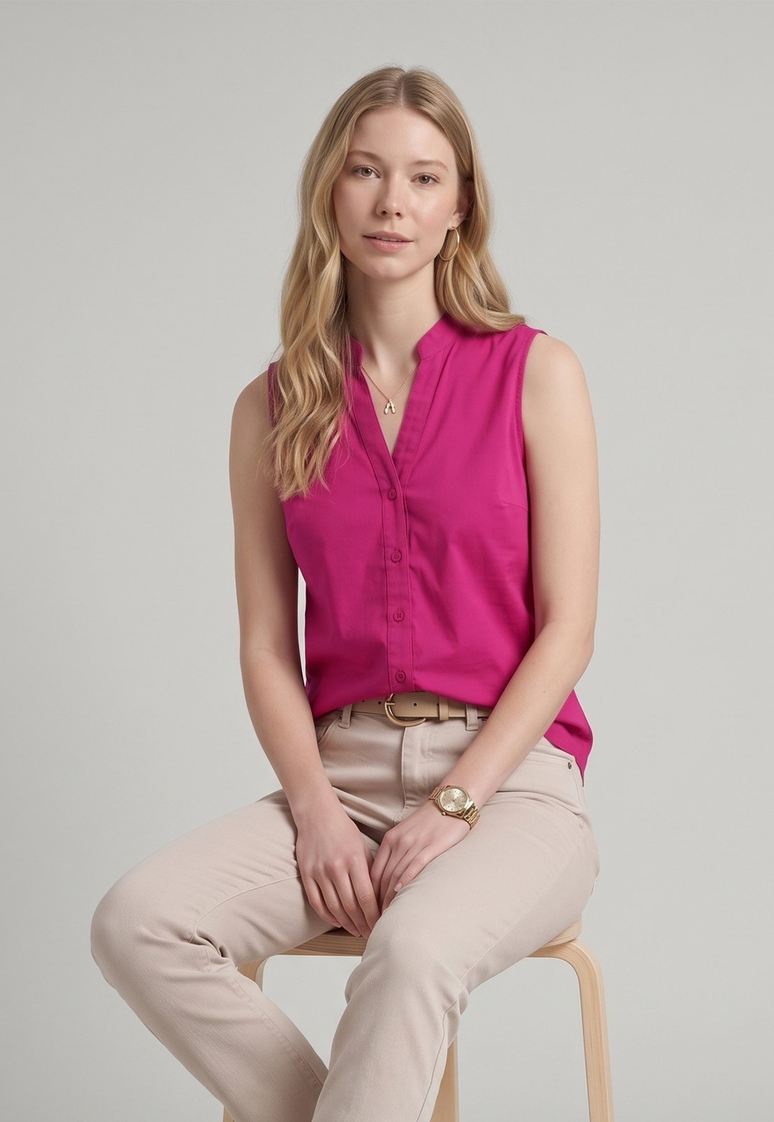 Camisa Intens Sem Manga Algodão Rosa