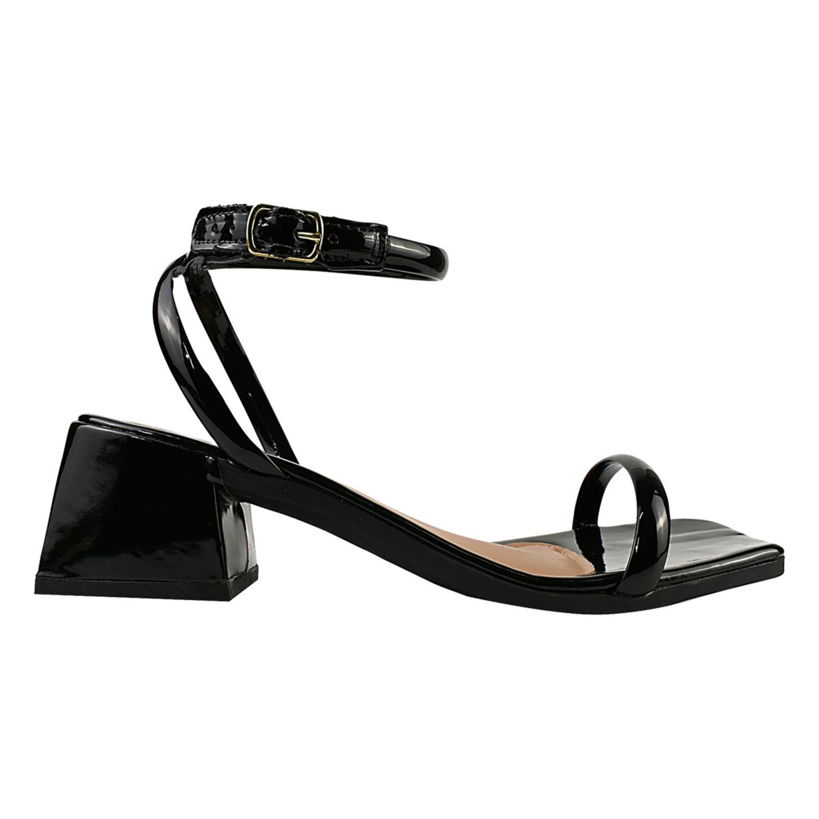 Vista 3 Sandália Feminina Tiras Dourada Metalizada Confortável Macia Leve Saltinho ZATURE STORES preto ZATURE STORES preto