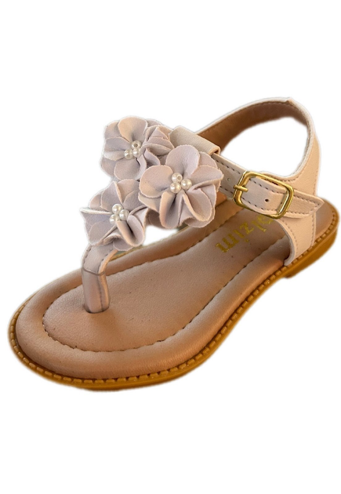 Infantil – Sandália menina infanil Solzim de dedinho tres Flores Branca