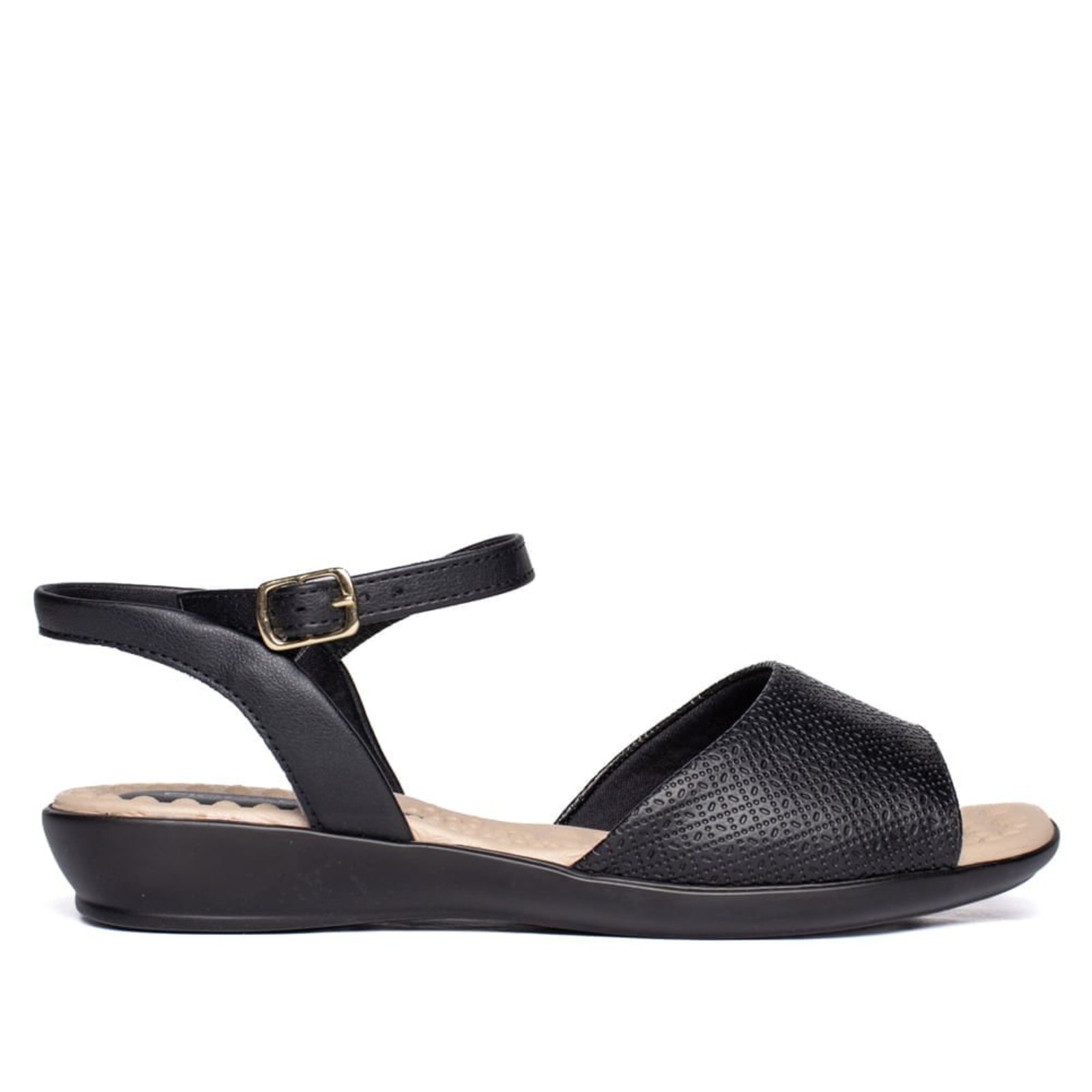 Sandália Feminina Piccadilly Rasteira Wide Fit Napa Preto