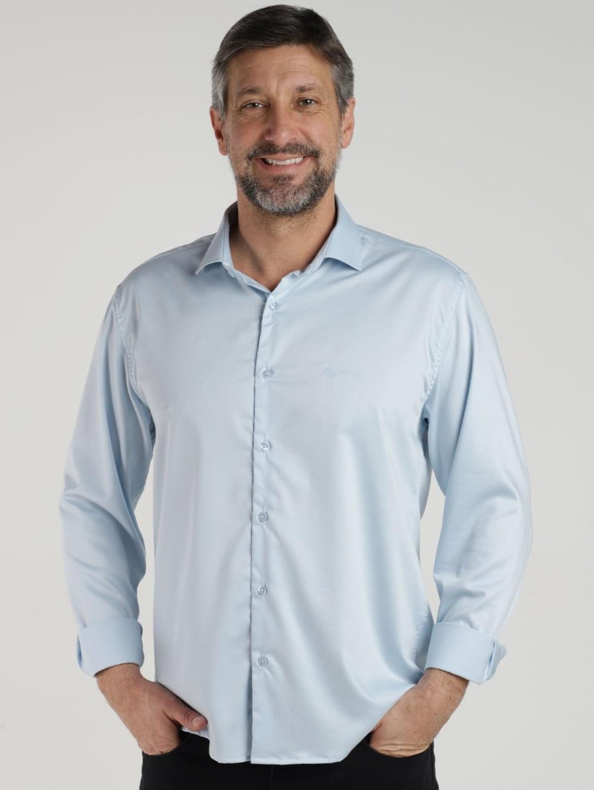 Camisa Slim Fibra de Bambu Eletrón Masculina AZUL CLARO