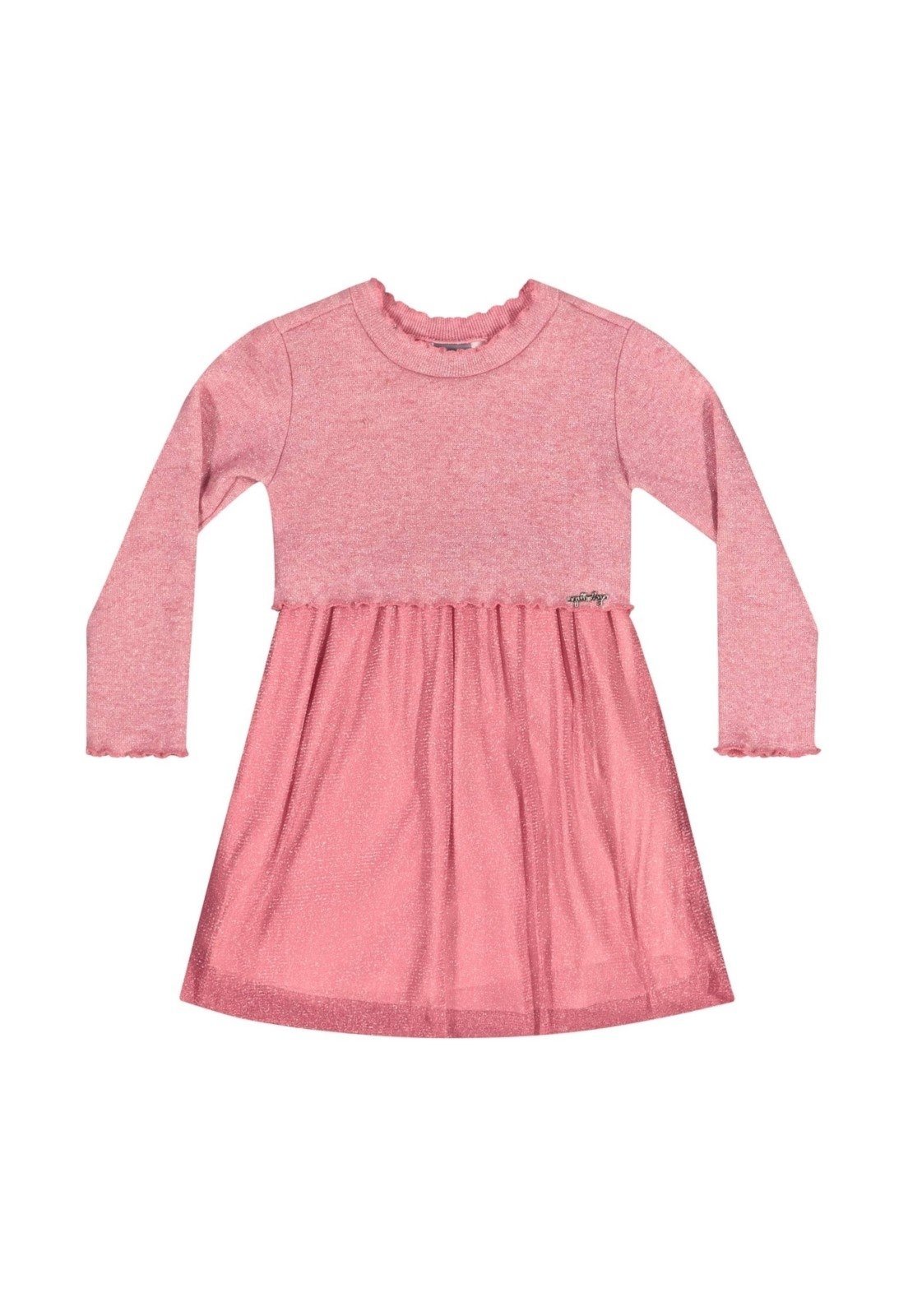 Vista 3 Infantil - Vestido Manga Longa em Tricot Quimby rosa Quimby rosa
