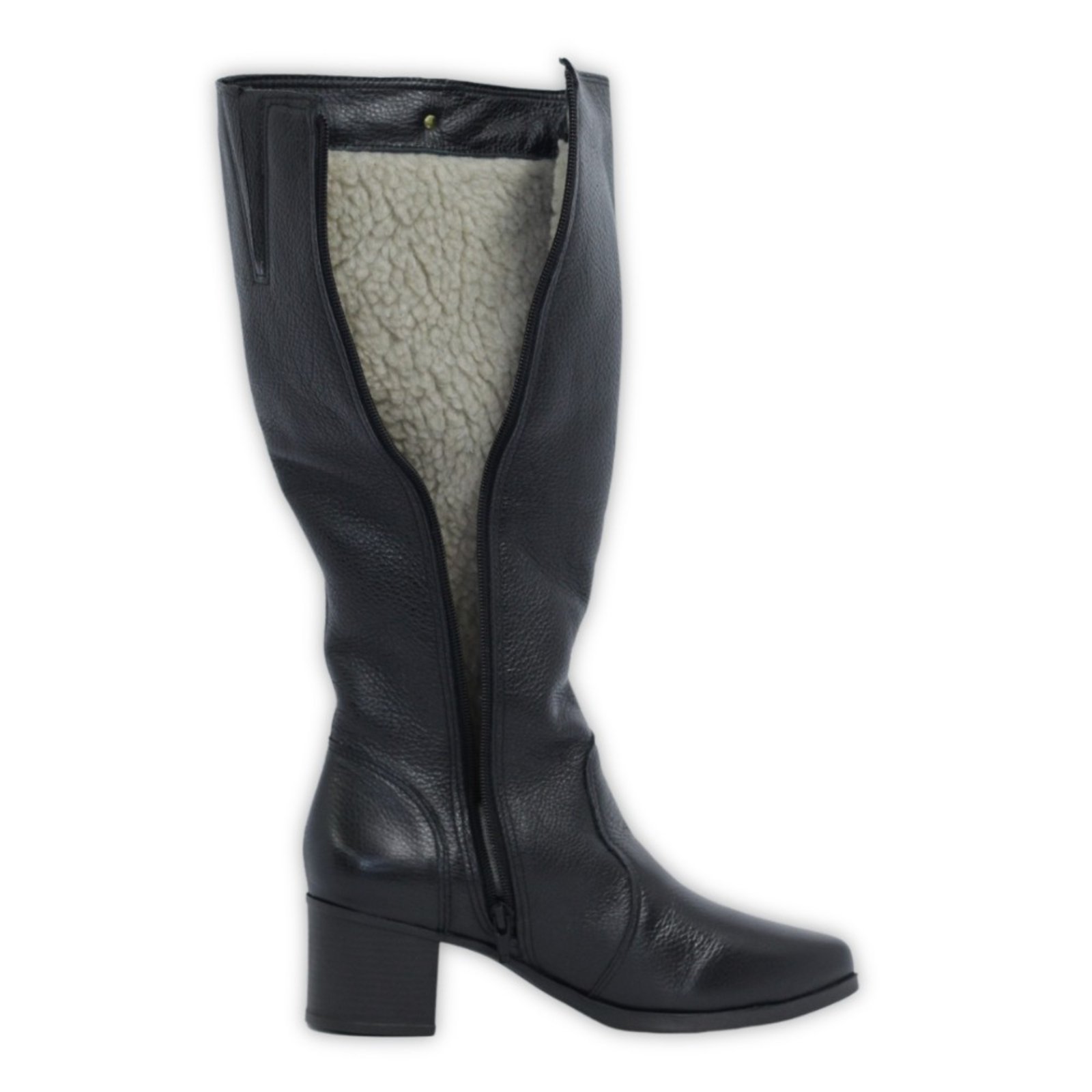 Vista 2 Bota Feminina Lã Sintética Bico Fino Cano Longo Couro Salto 4 Cm Spinelli preto Spinelli preto