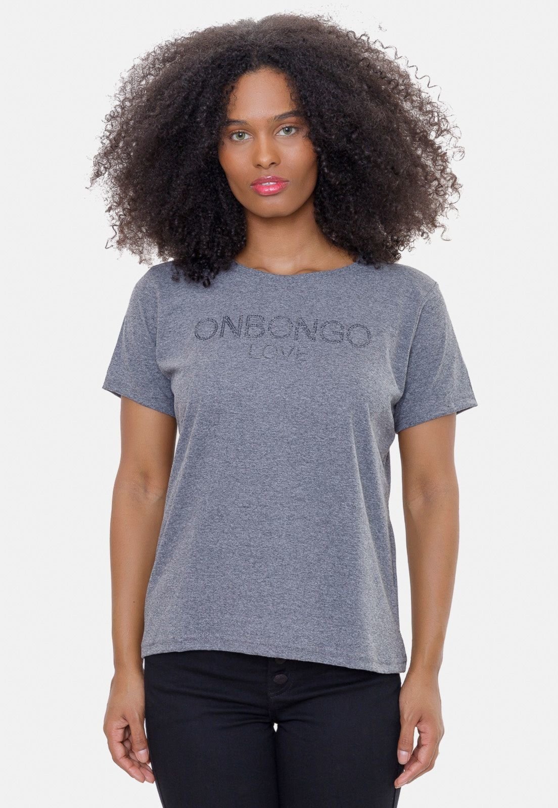 Camiseta Onbongo Feminina Call Cinza Mescla Escuro