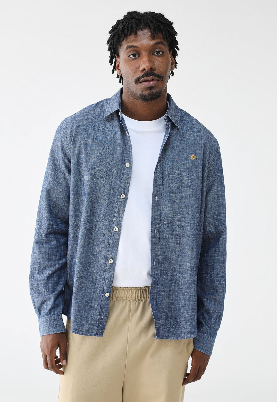 Camisa Colcci Reta Logo Azul