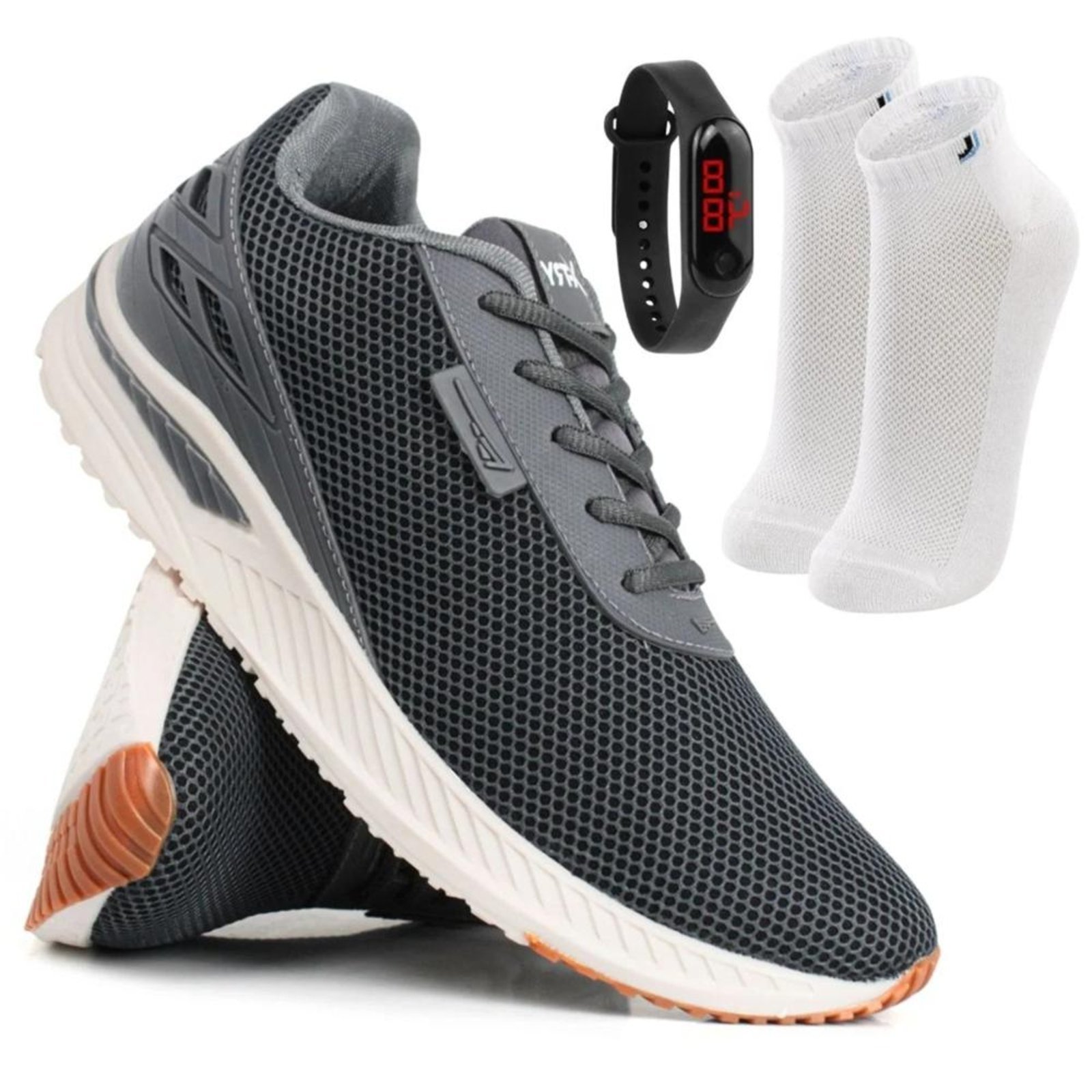 Kit Tênis Masculino Esportivo Running + Relógio Digital + Par Meias Lupo