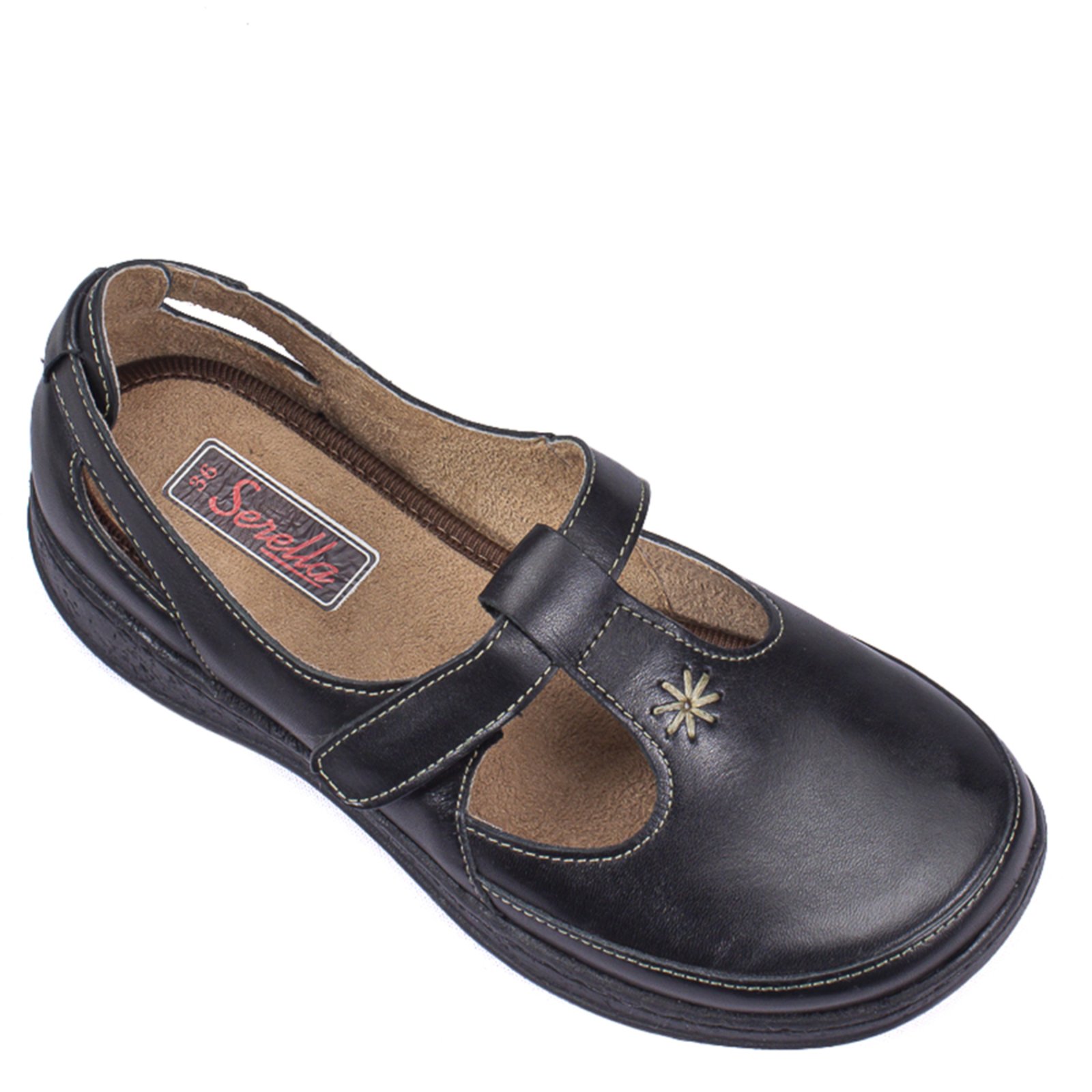 Sapato Boneca Serella Retrô Lolita Couro Preto