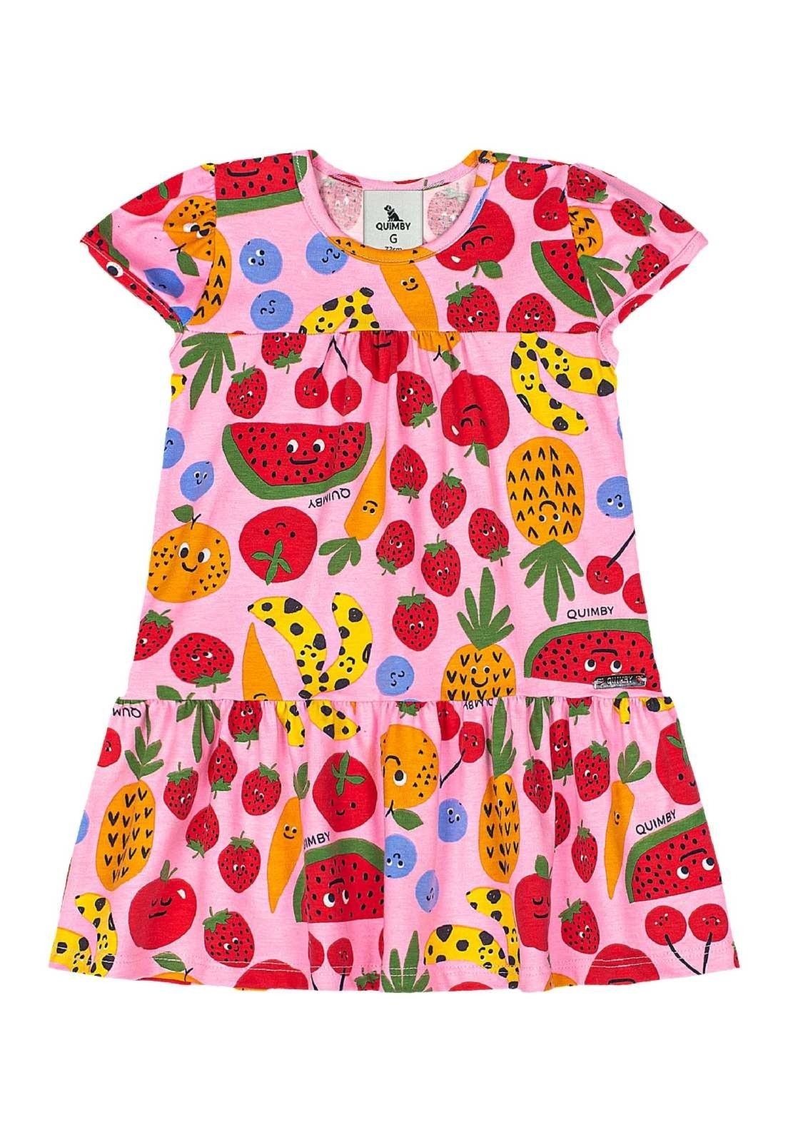 Infantil – Vestido Frutinhas para Menina Quimby Roxo