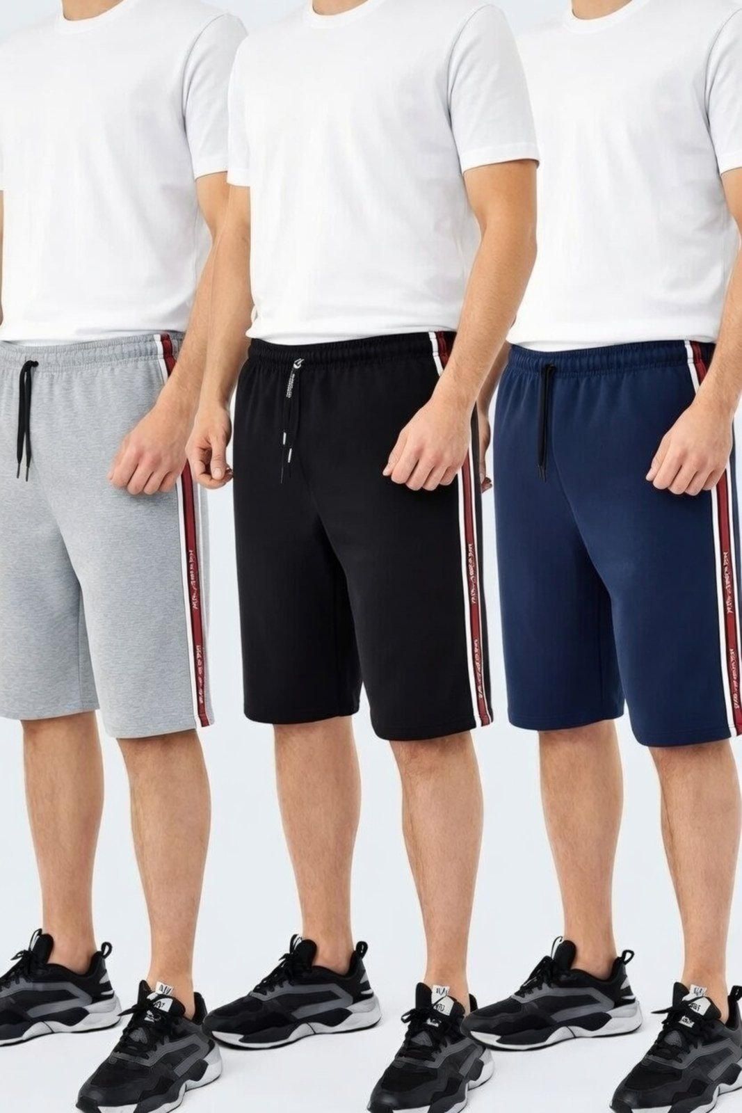 Kit 3 Bermuda D Bell Outlet Fashion Tactel Lisa Masculina Preta/Azul/Cinza