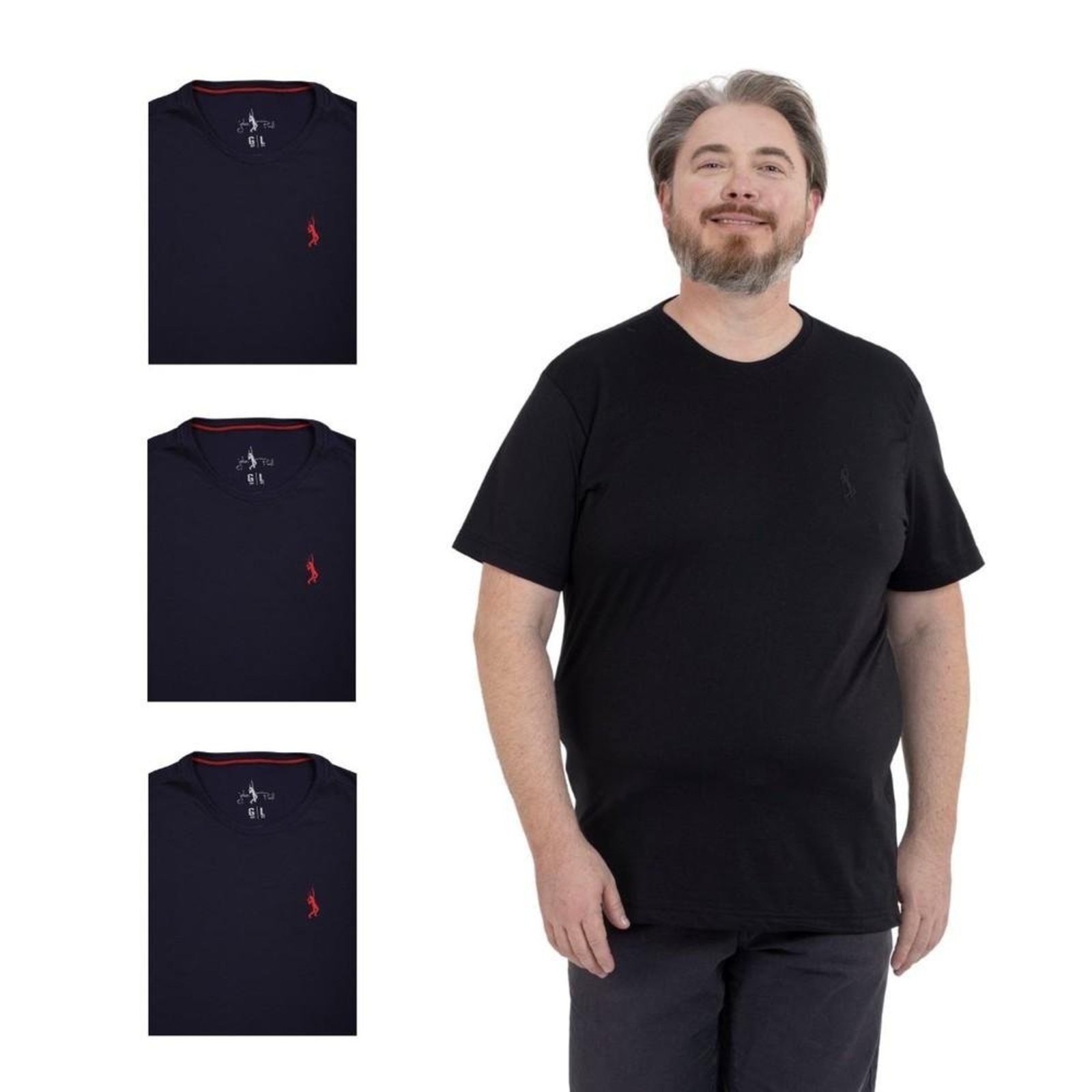 Kit 4 Camiseta Plus Size Básica Casual Masculina Confortável