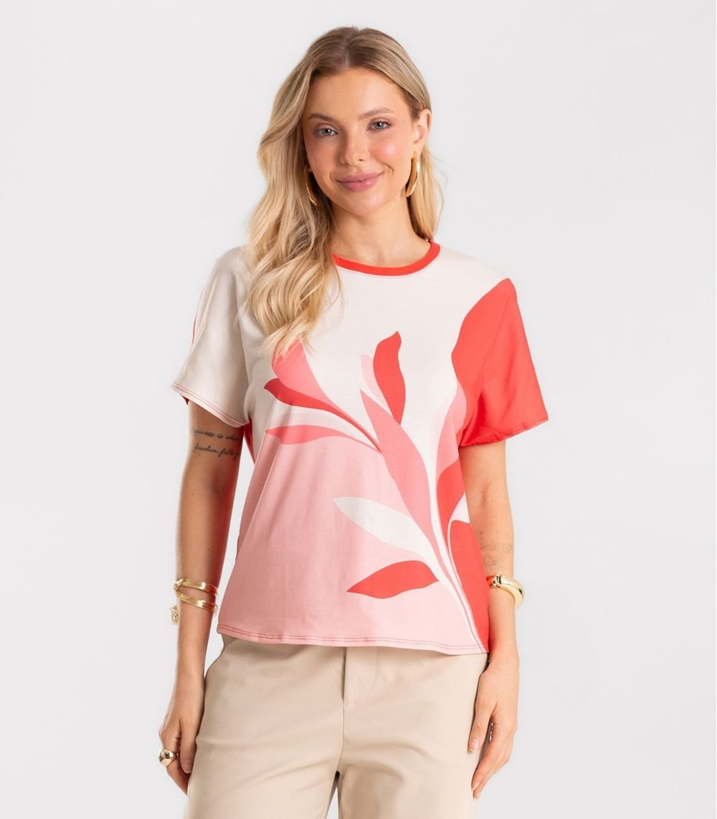 Blusa Feminina Viscotorcion Crepe Rovitex Vermelho