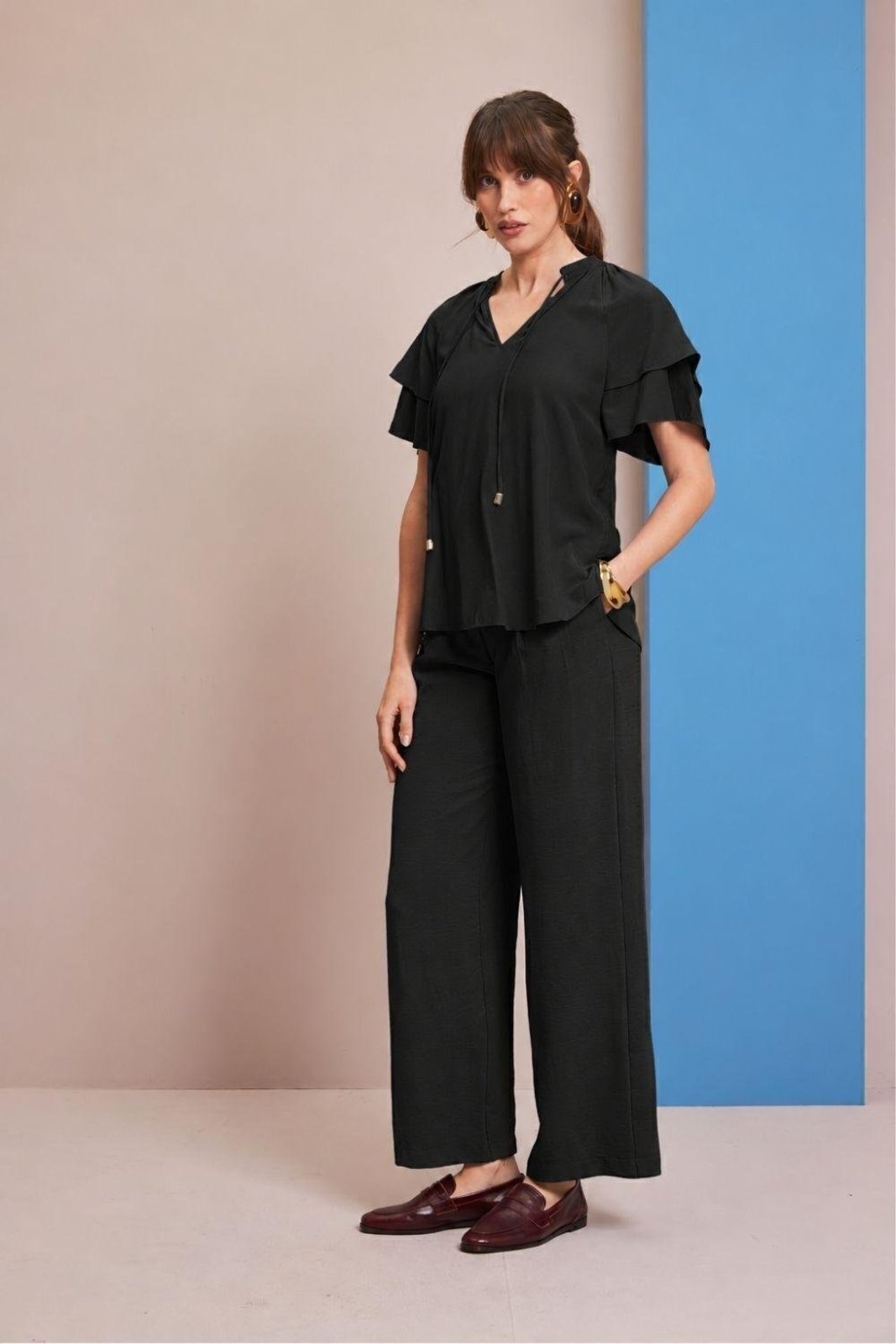 Calça Alfaiataria Fluida Carlota Costa Preto