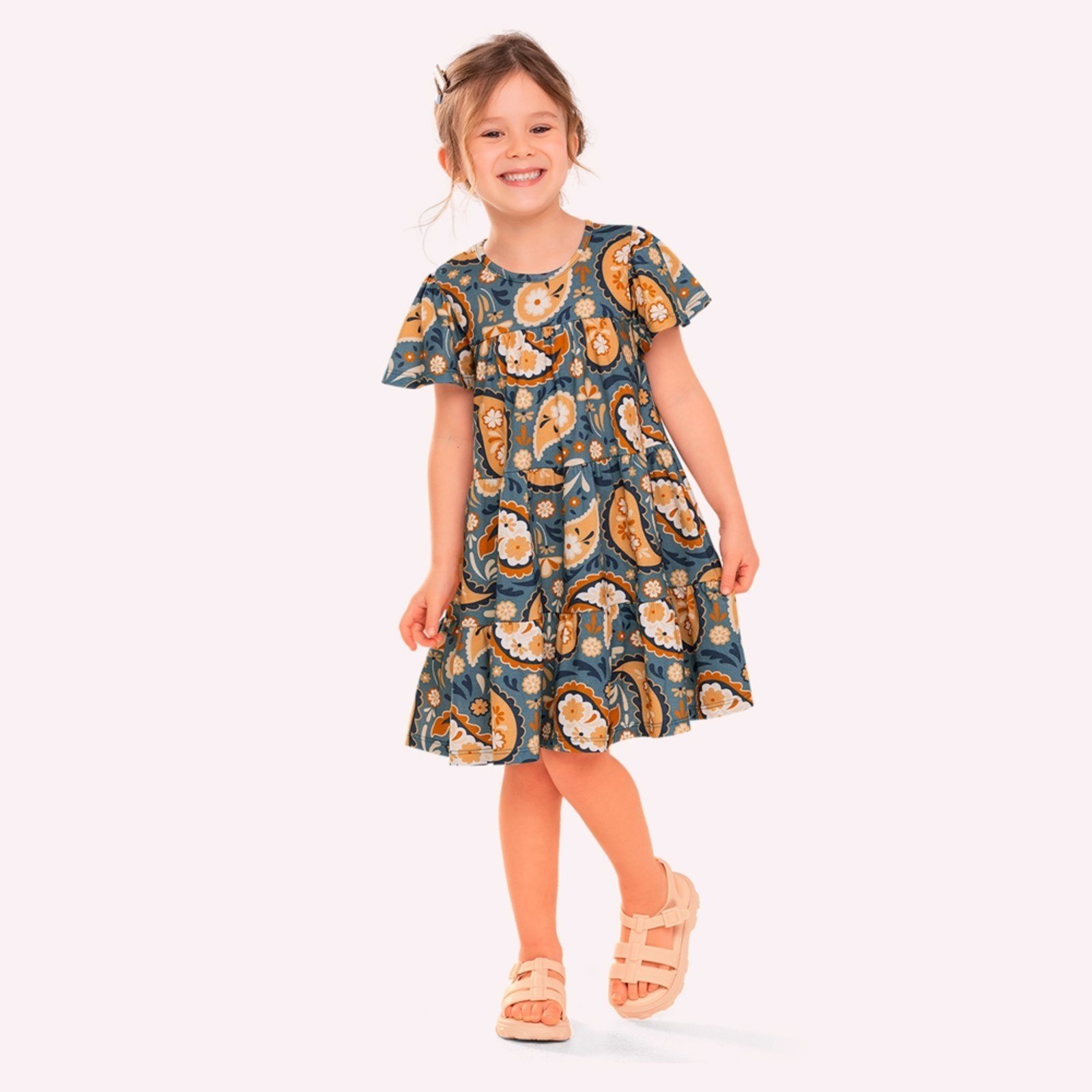 Infantil - Vestido Menina em Algodão Nanai