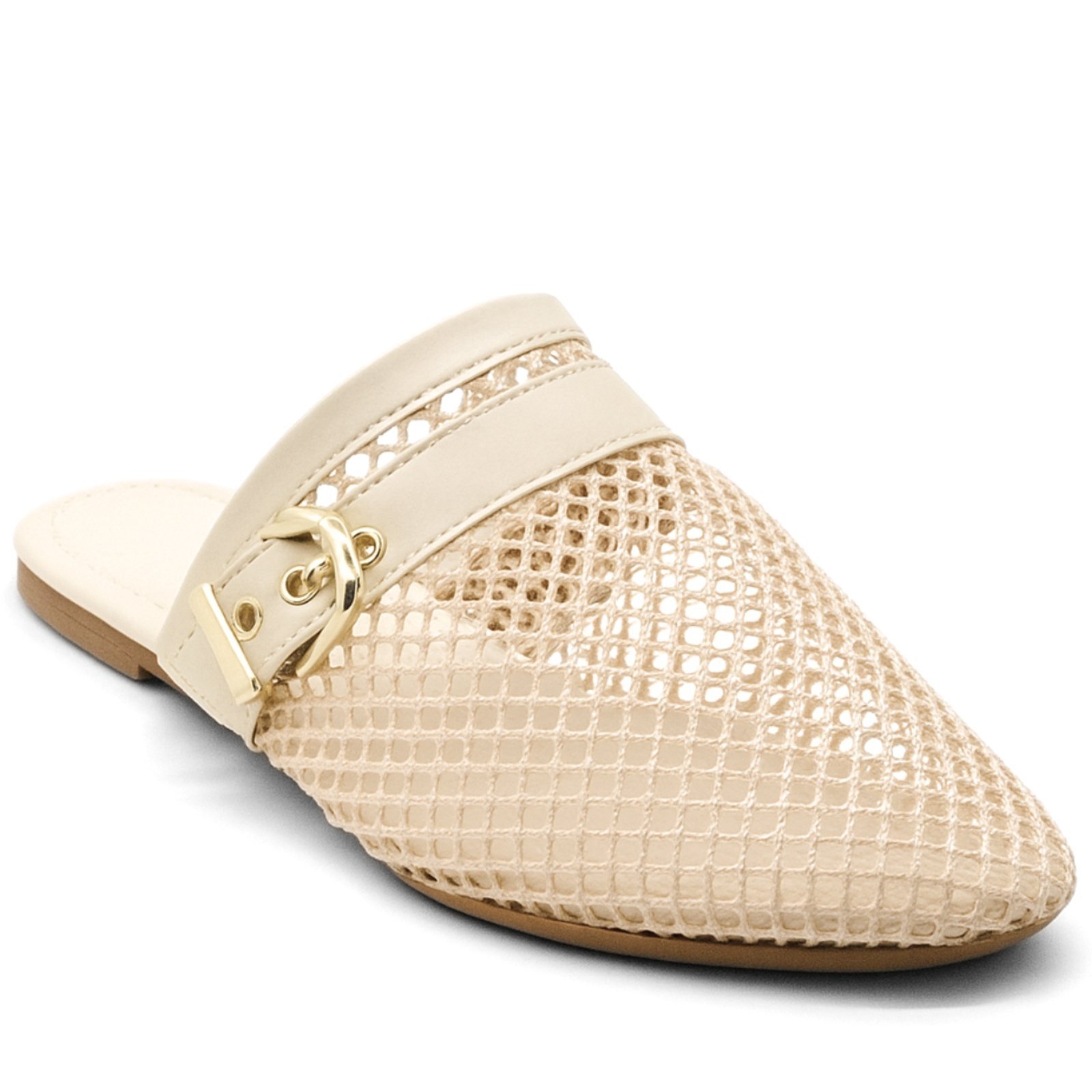 Mule Mocassim Slip On Feminino Redinha Vazado Elegante Off White 5402