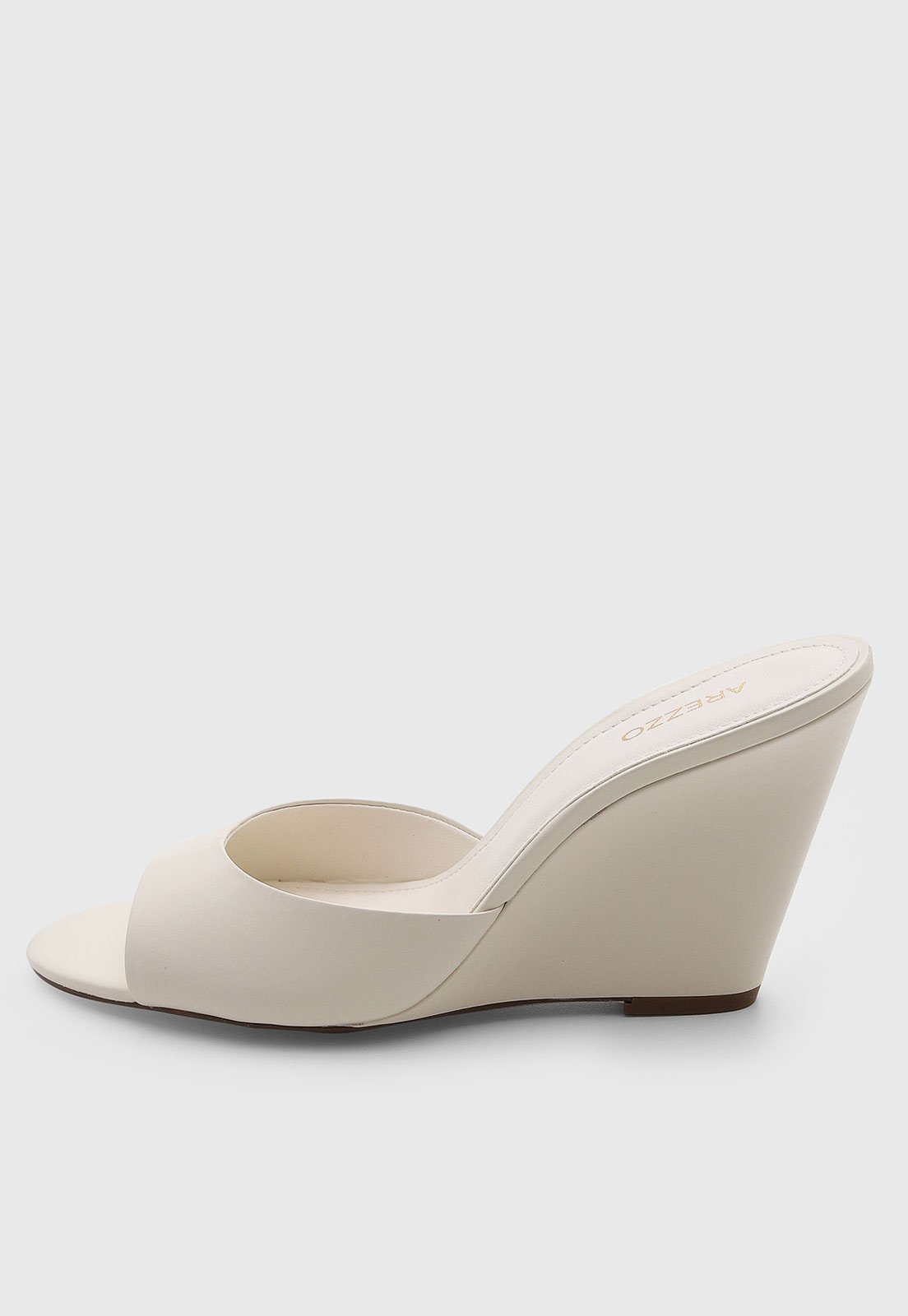 Sandália Feminina Arezzo Couro Salto Alto Off-White