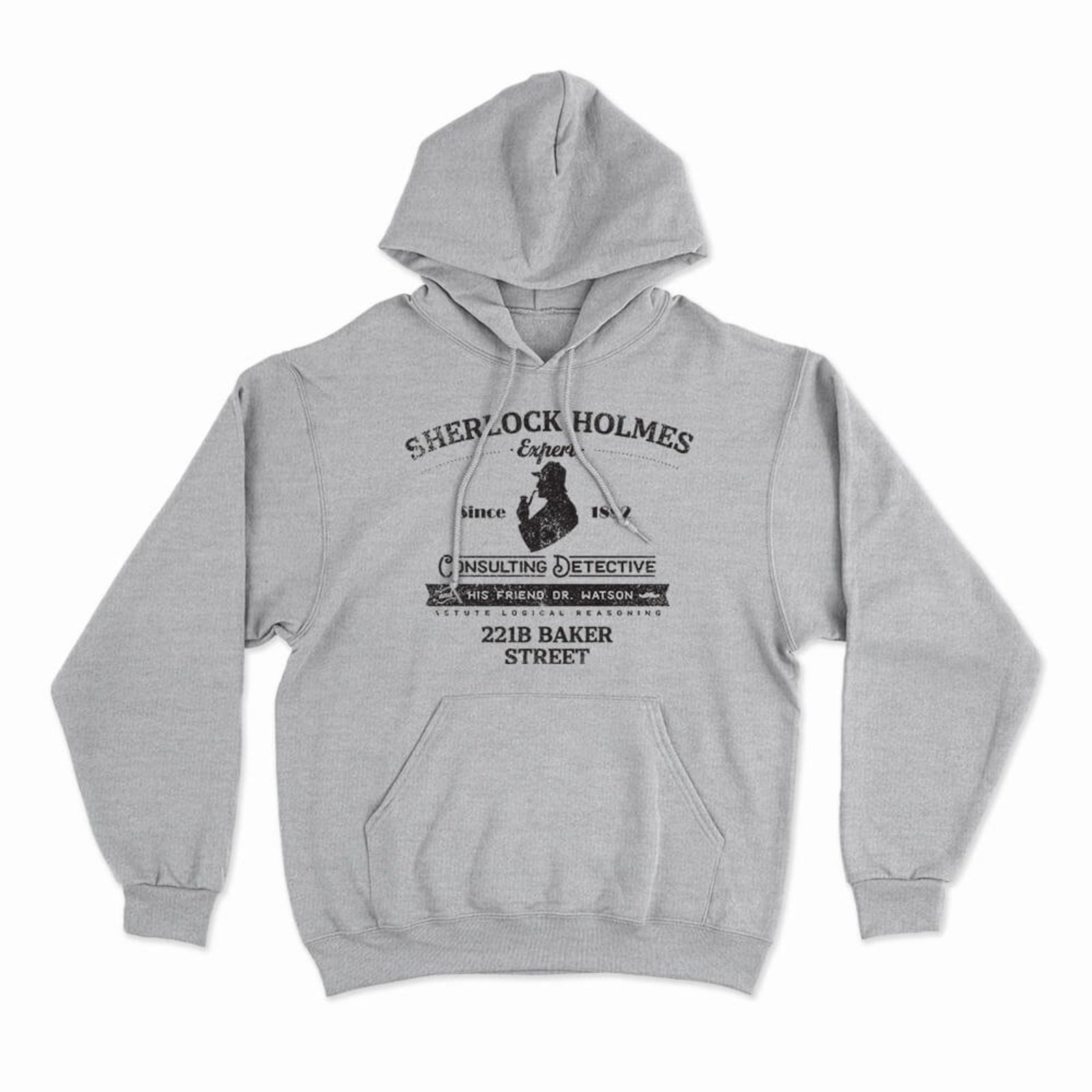 Moletom Com Capuz Sherlock Holmes - Mescla Cinza - Casual - Studio Geek