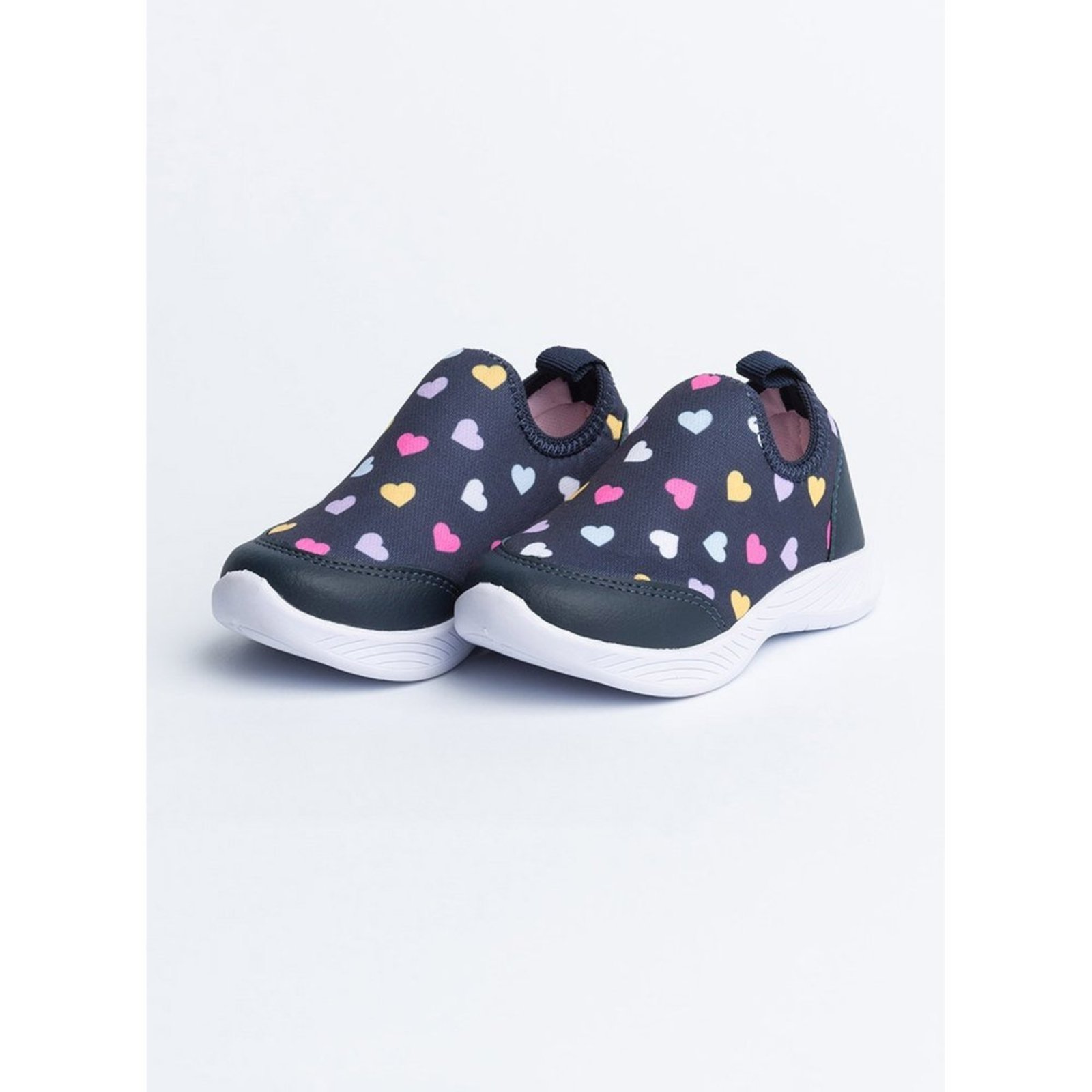 Infantil - Tênis Molekada Menina Marinho Slip On Corações