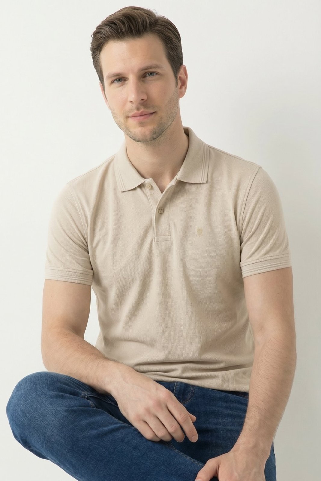 Polo Piquet Lisa Premium Polo Wear Bege Claro