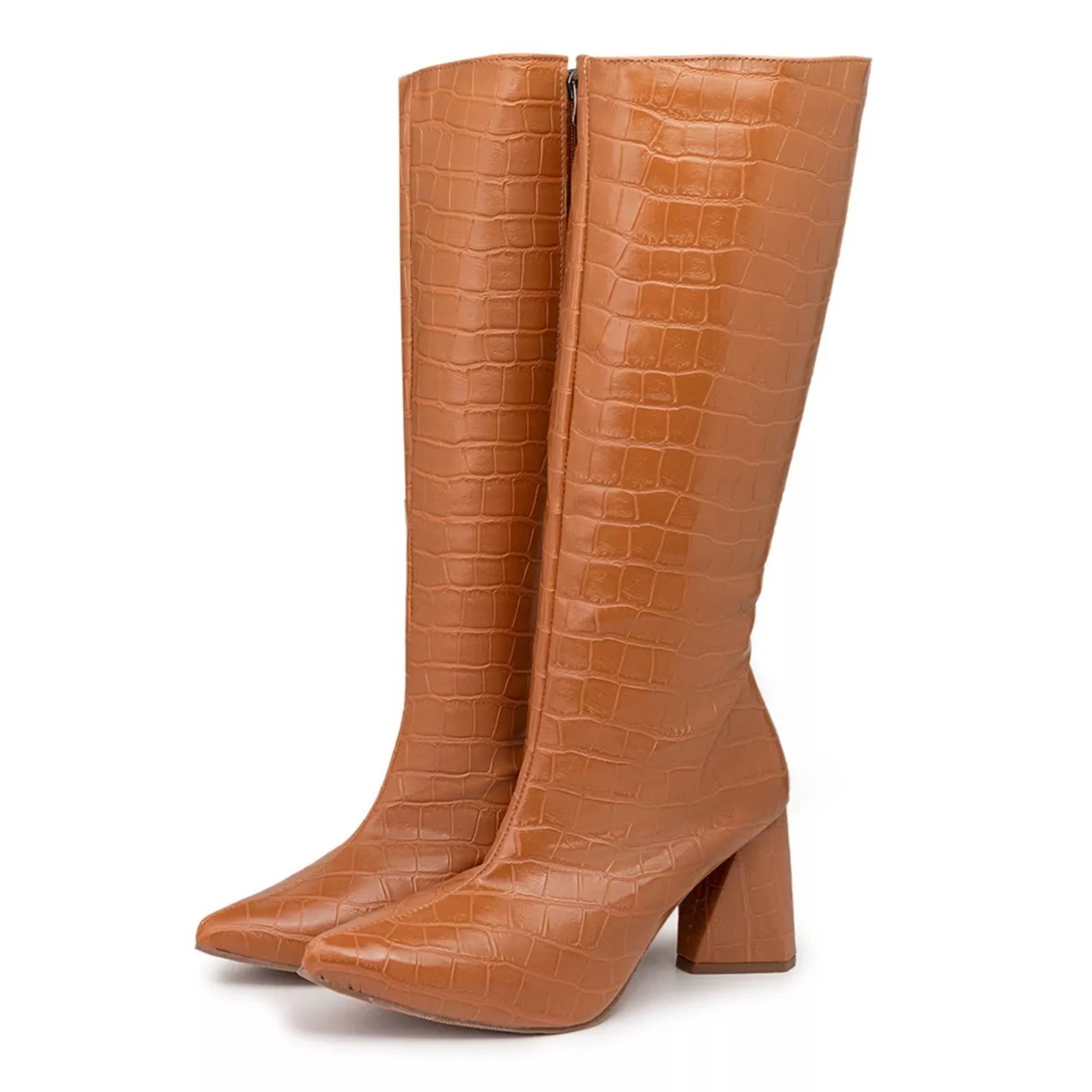 Bota Feminina Cano Alto 23020 Croco Preto