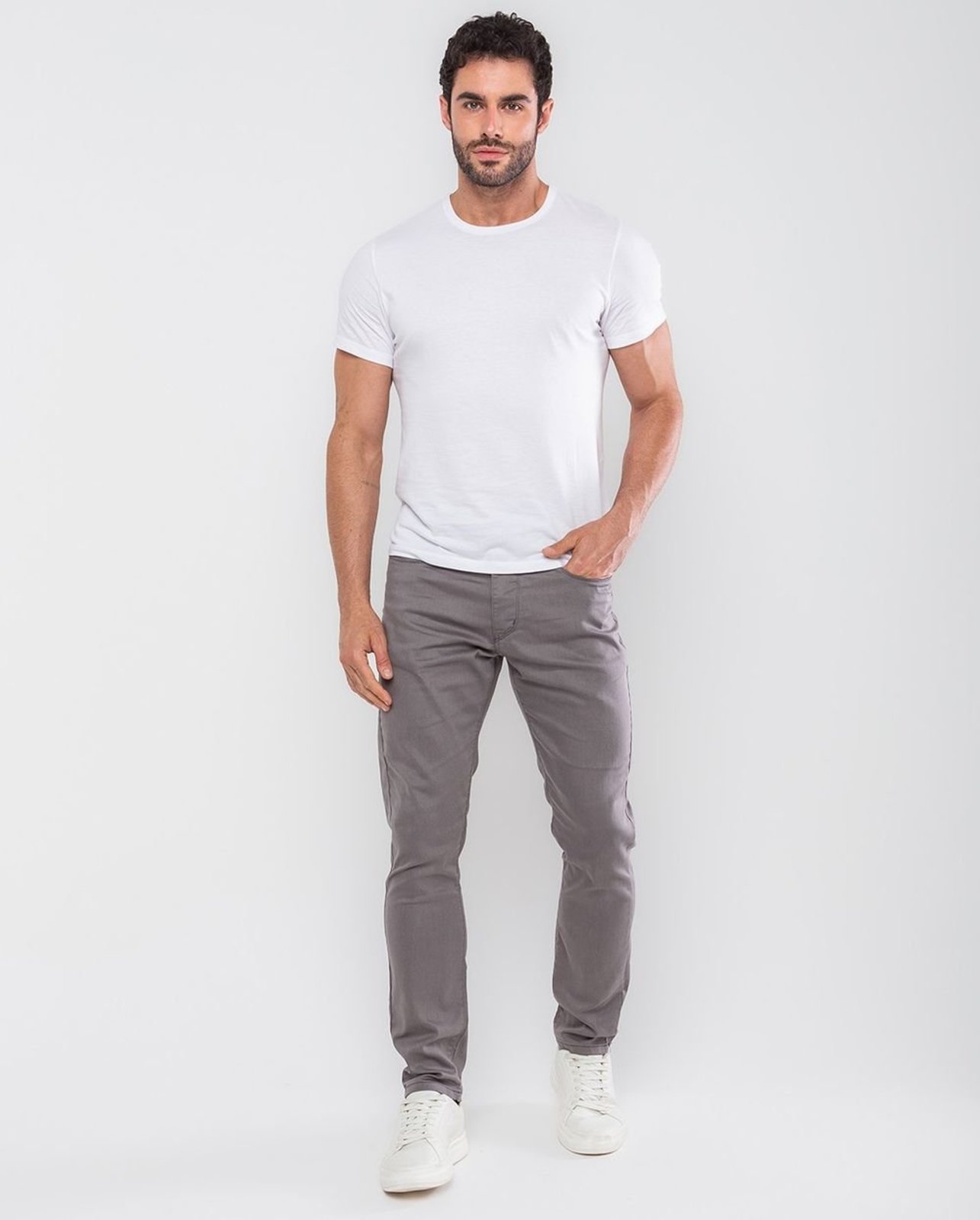 Calça Sarja Slim Fit Masculina Básica 21571 Chumbo Consciência