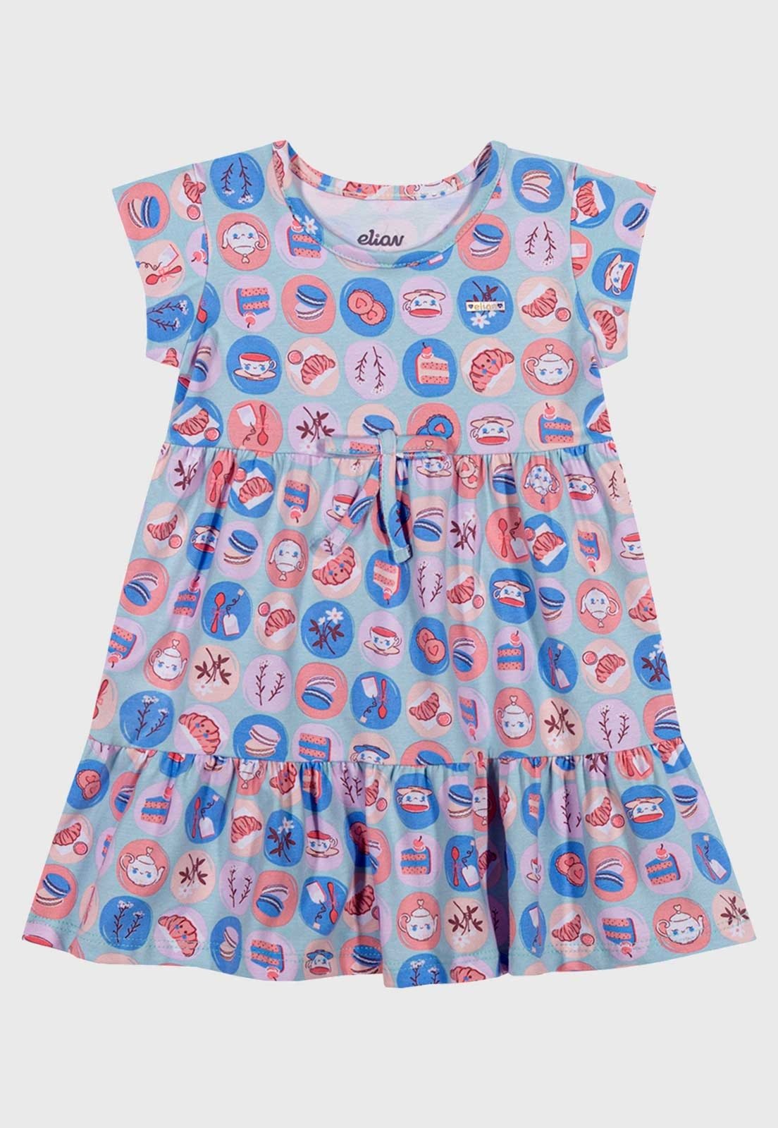 Vestido Elian Estampa Colorida Azul
